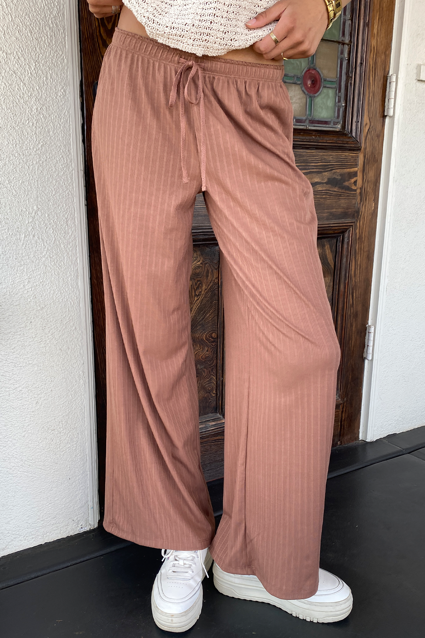 Wide Leg Ribbed Pants