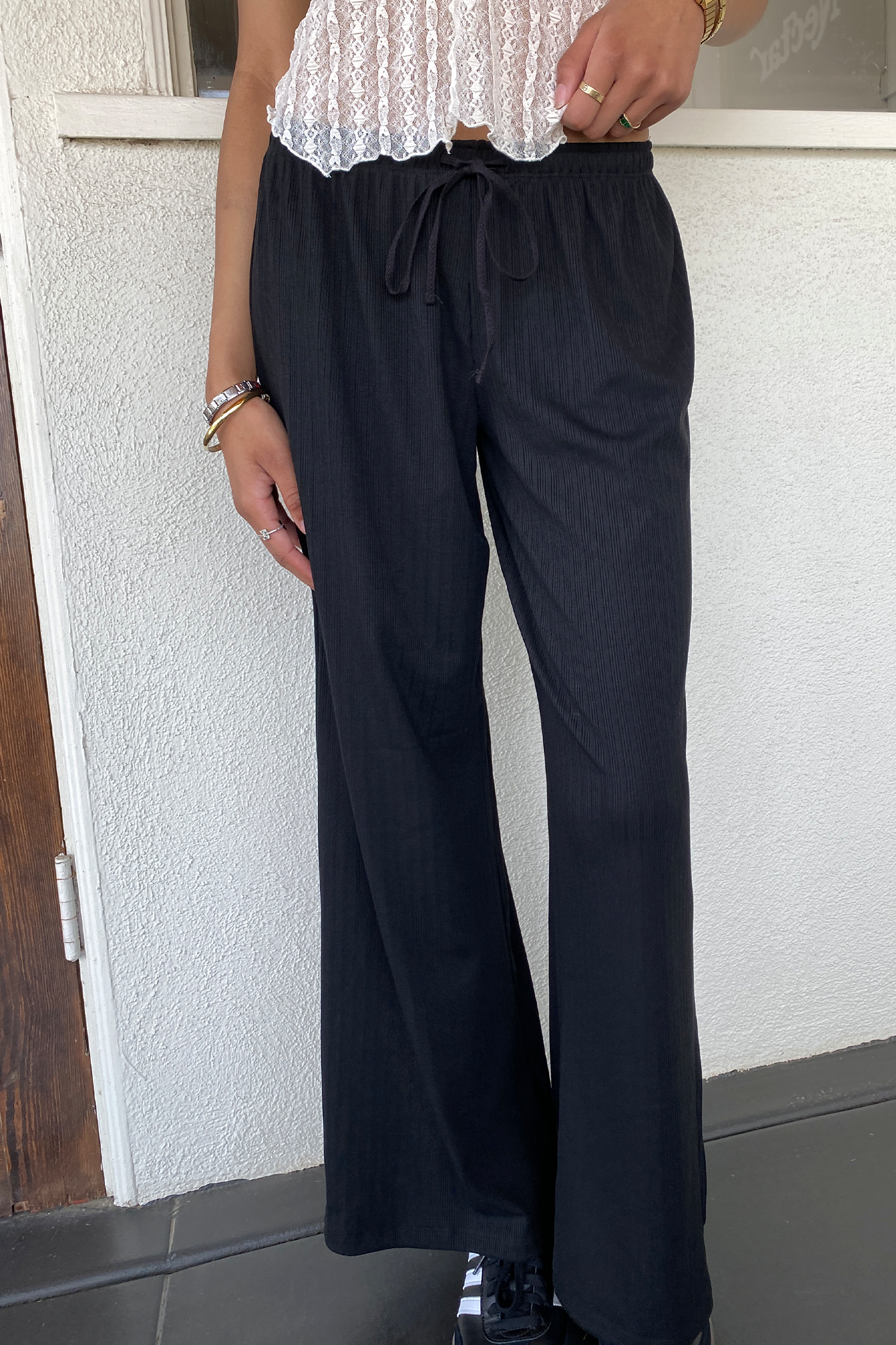 Wide Leg Ribbed Pants
