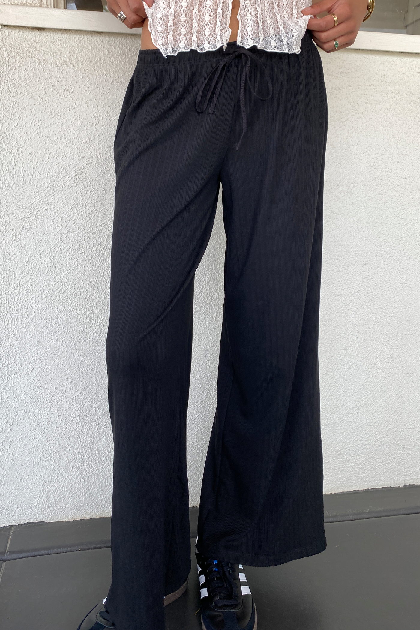 Wide Leg Ribbed Pants