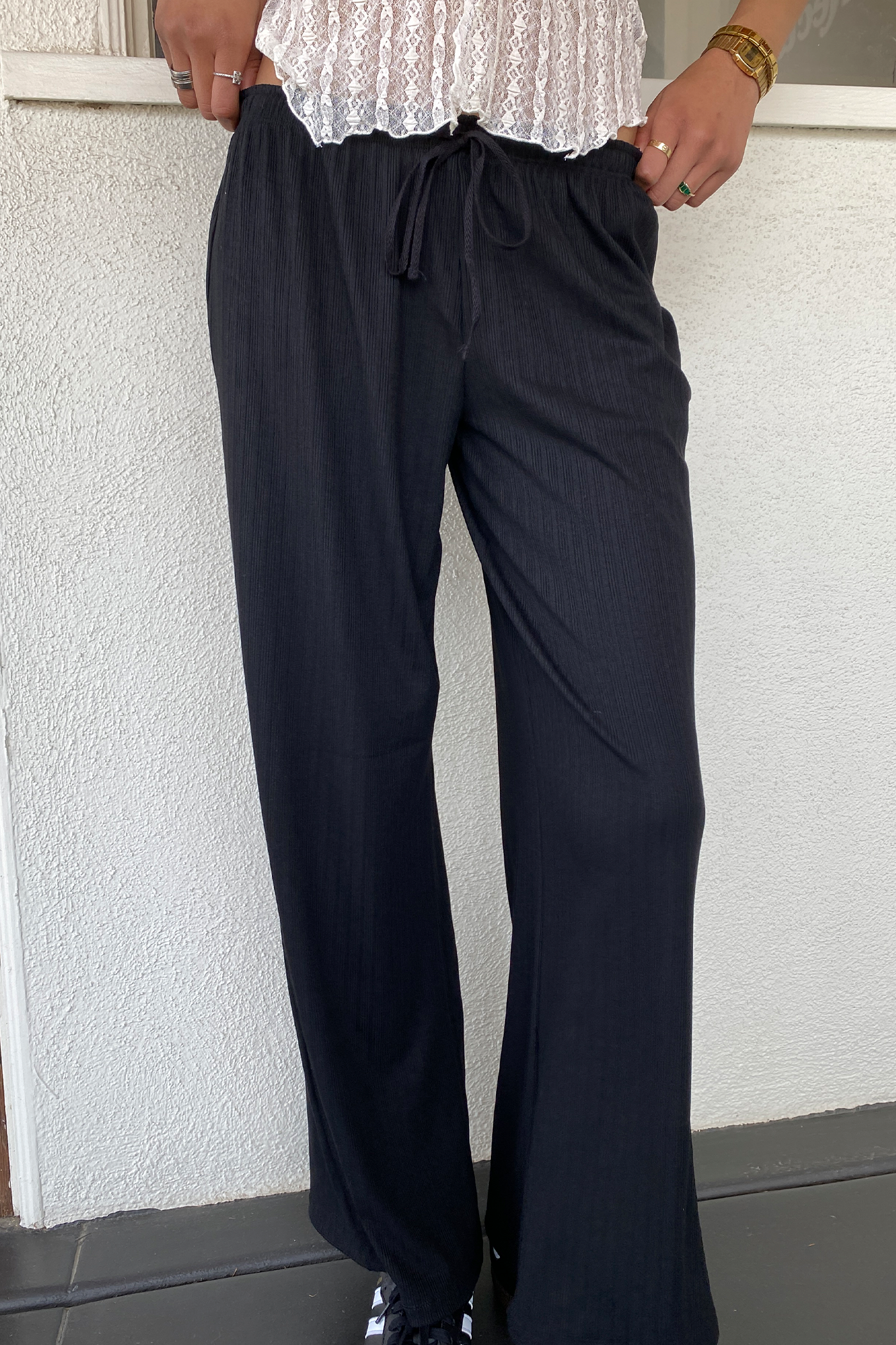 Wide Leg Ribbed Pants