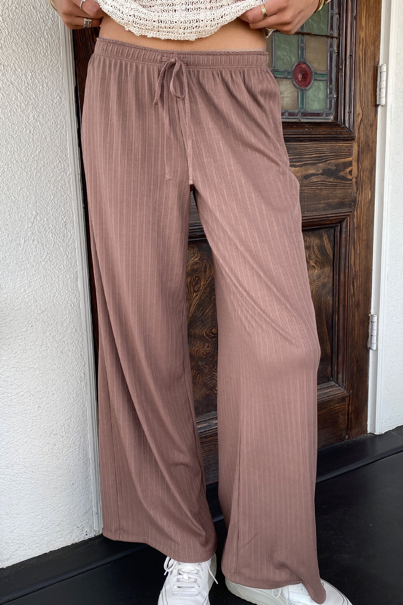 Wide Leg Ribbed Pants