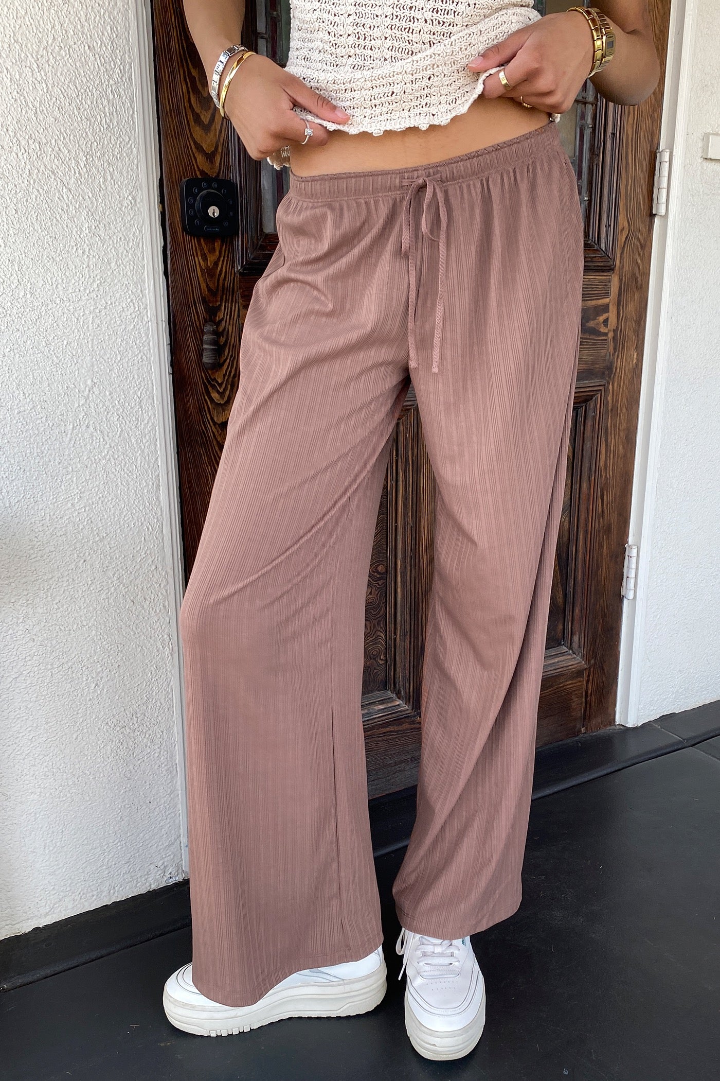 Wide Leg Ribbed Pants