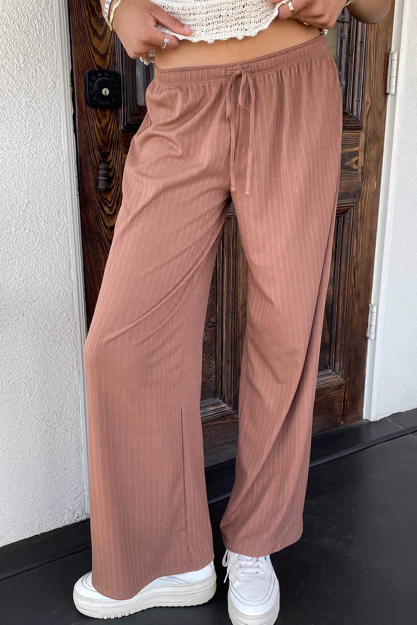 Wide Leg Ribbed Pants