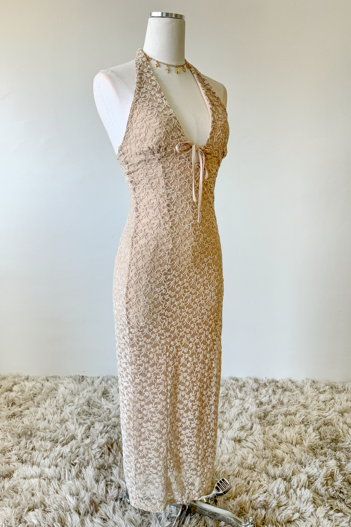 Lace Halter Midi Dress