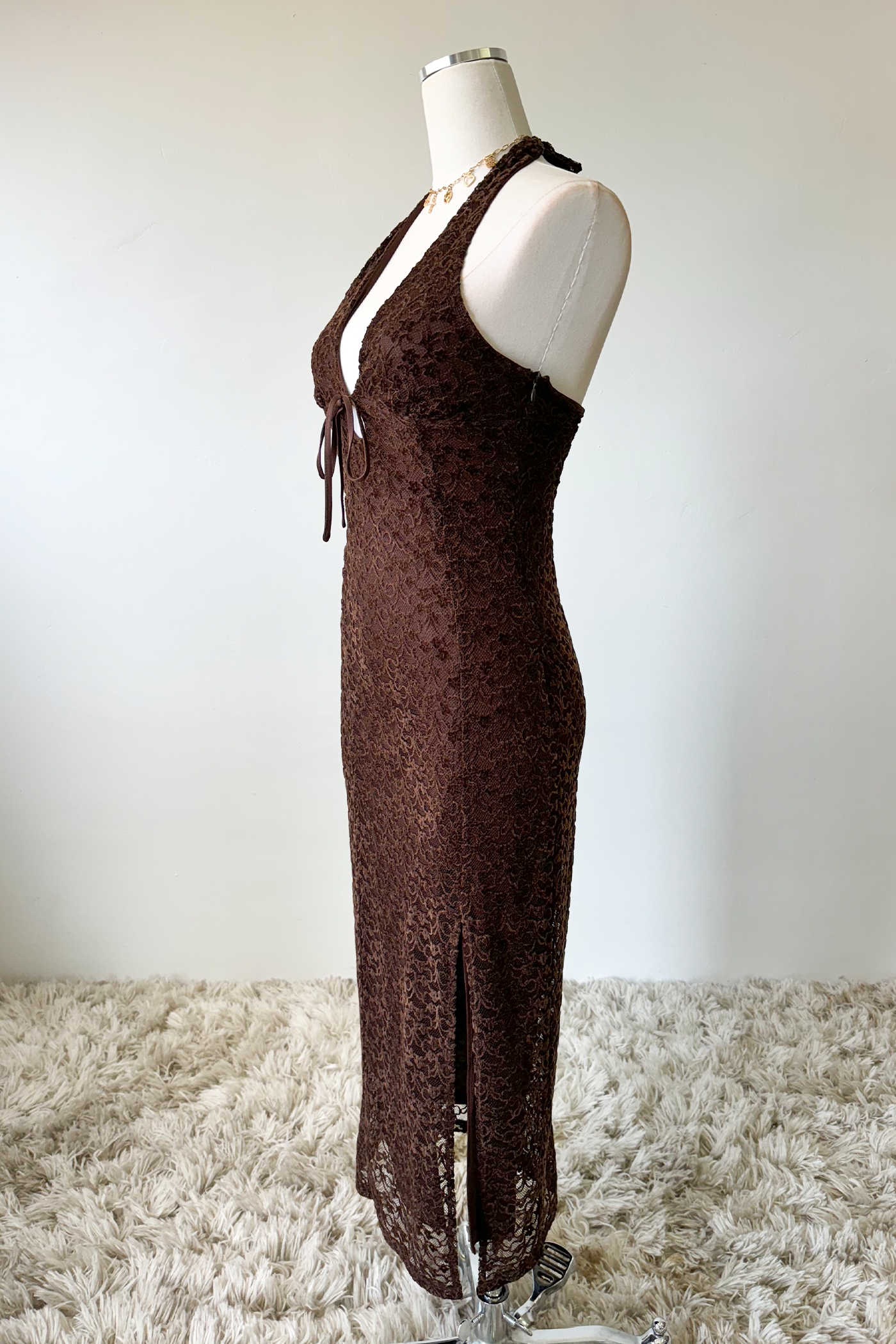 Lace Halter Midi Dress