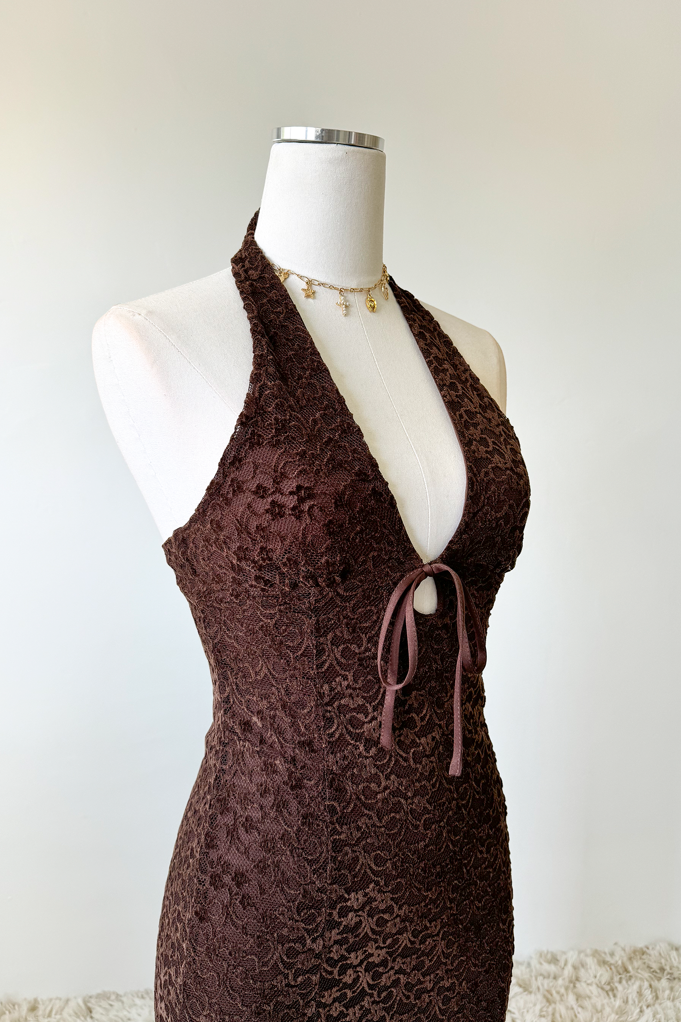 Lace Halter Midi Dress