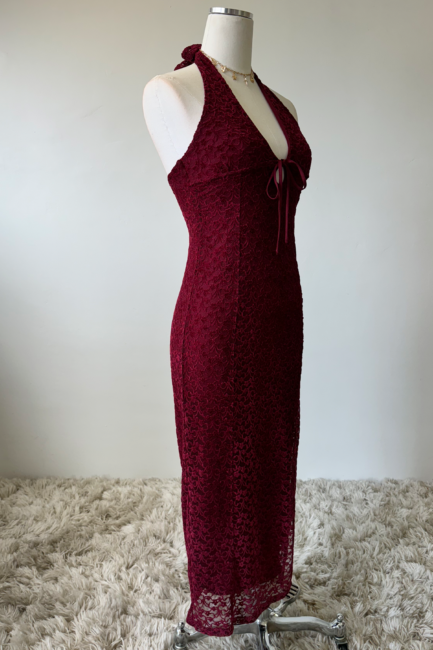 Lace Halter Midi Dress