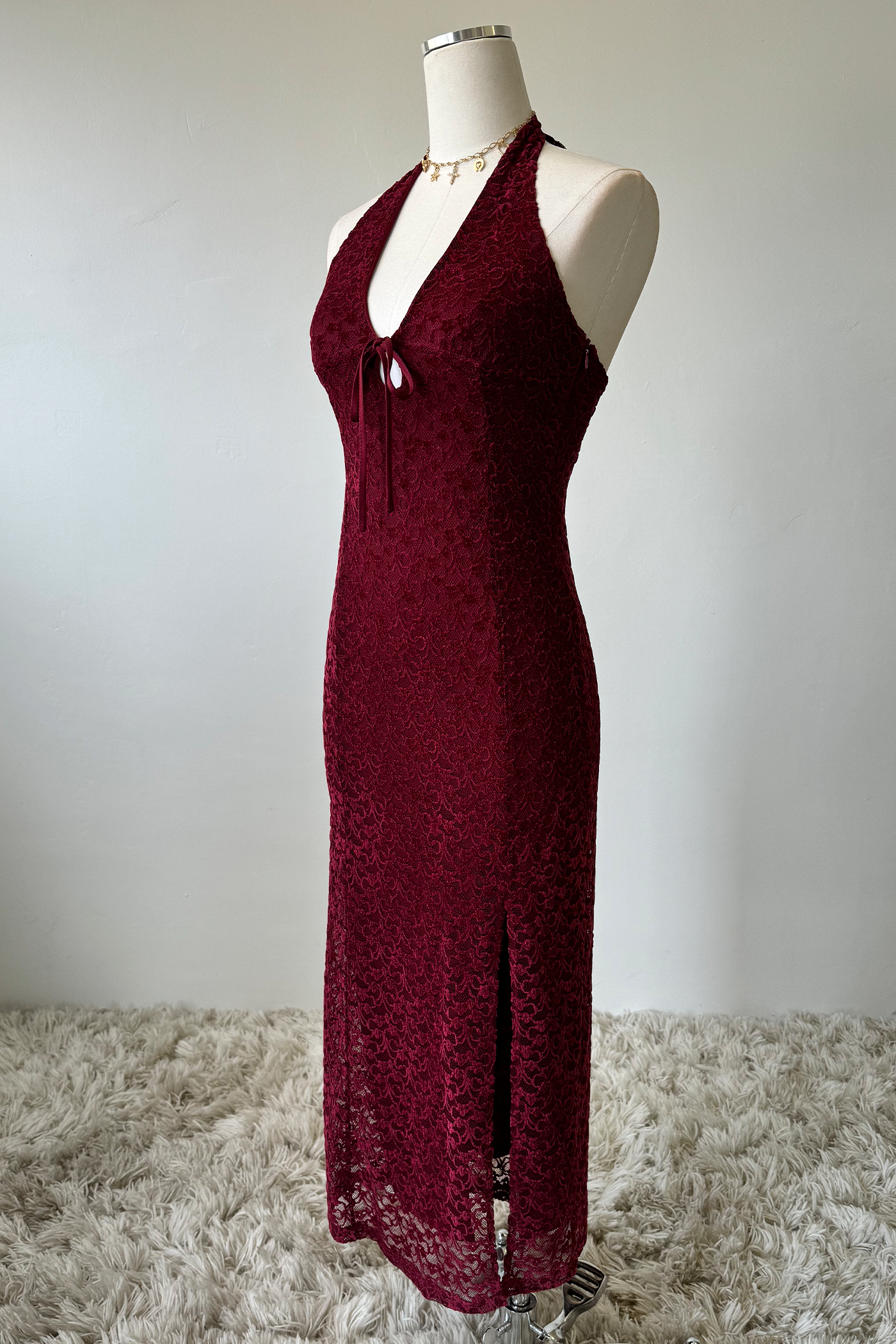 Lace Halter Midi Dress