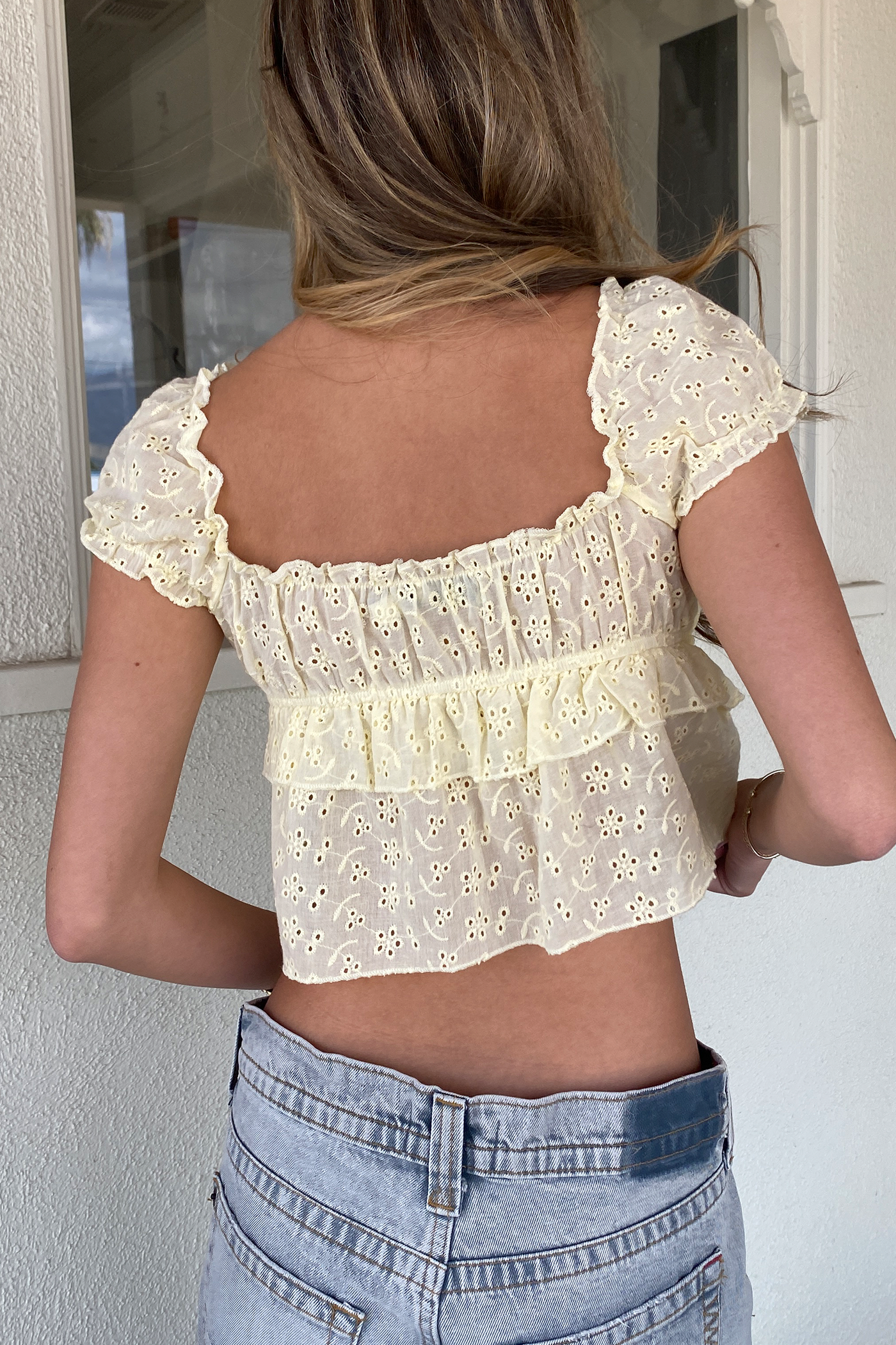 Split Front Eyelet Top