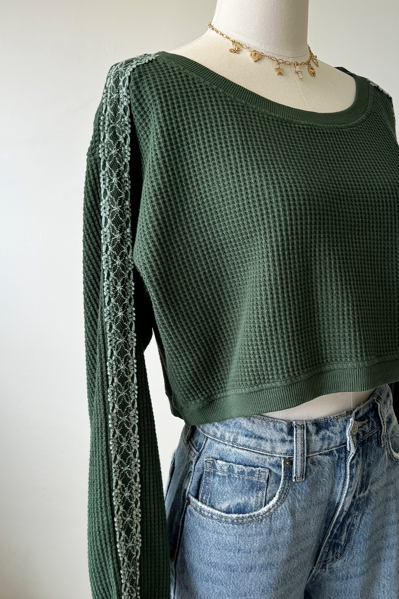 Waffle Knit Crew Top