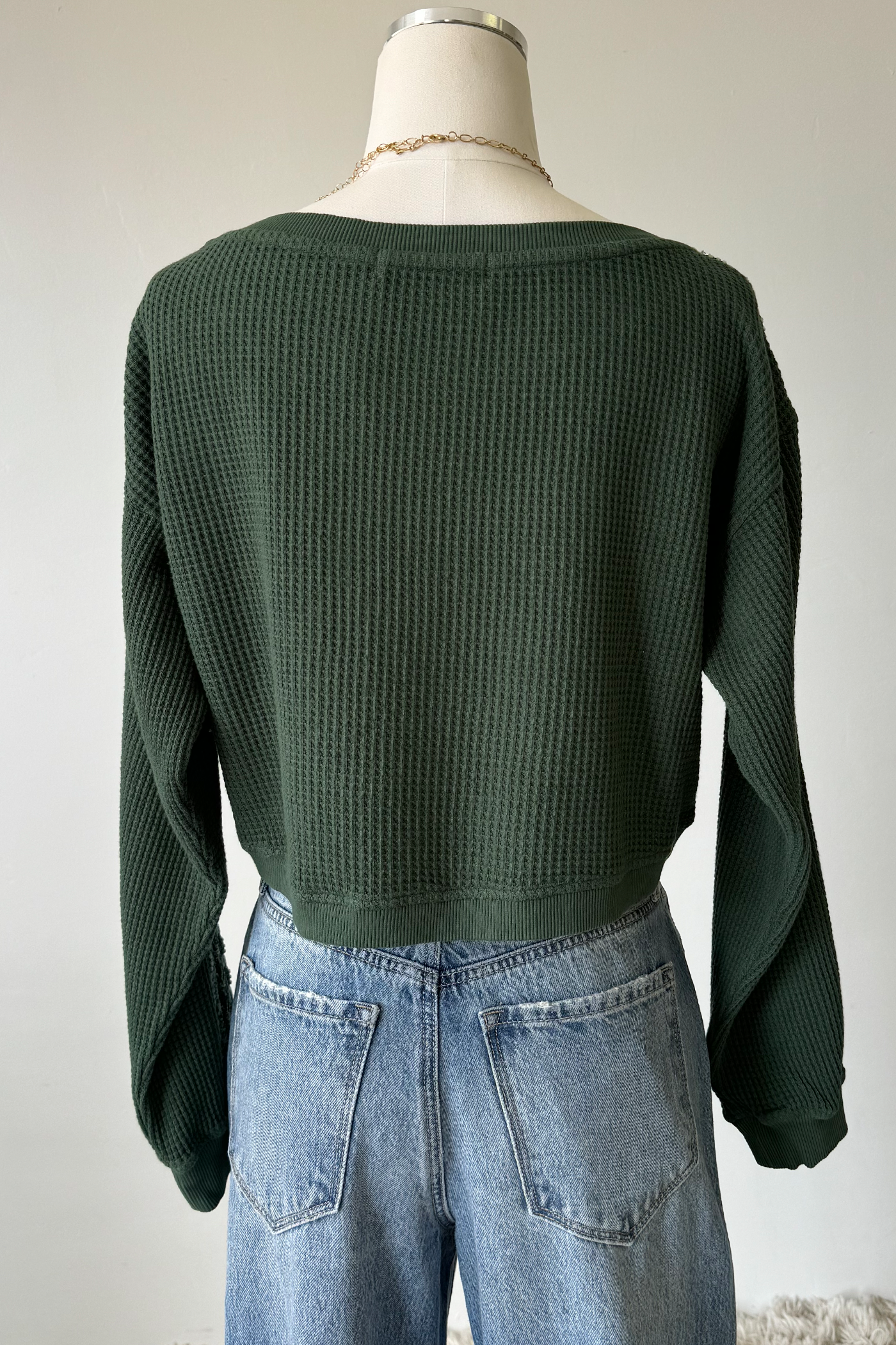 Waffle Knit Crew Top