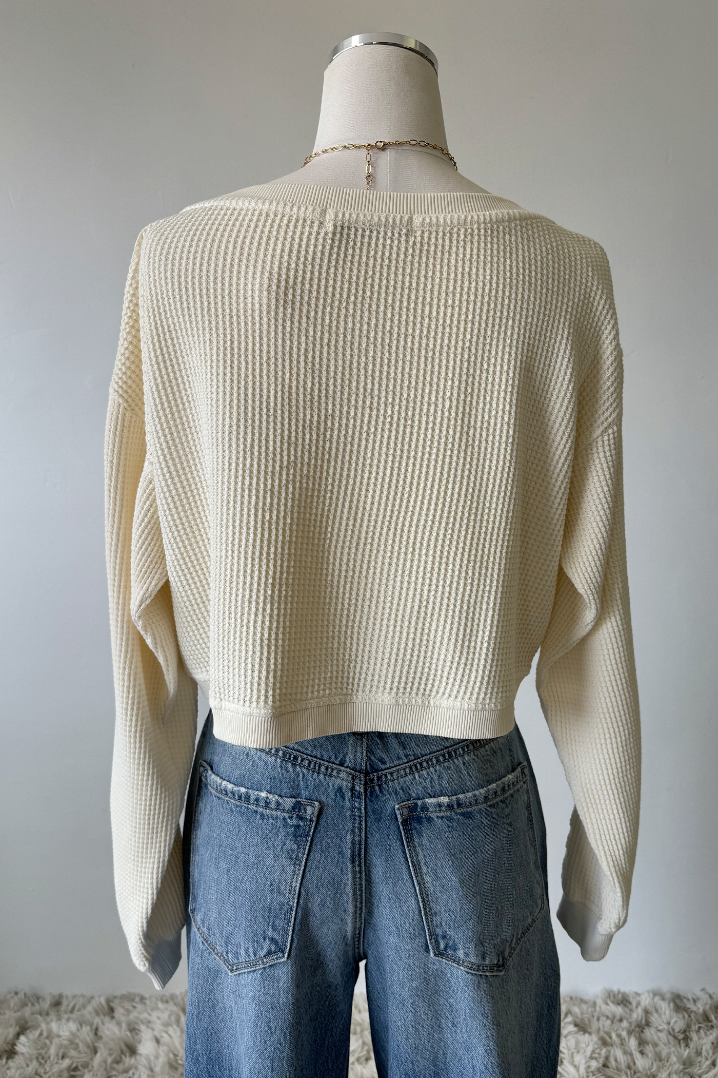Waffle Knit Crew Top