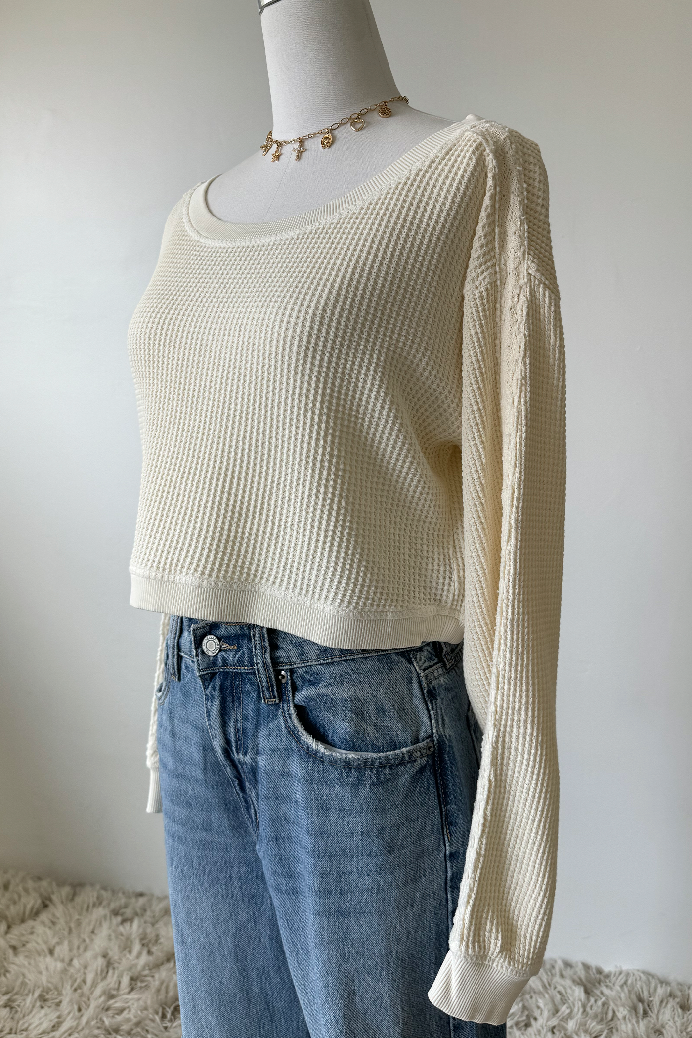 Waffle Knit Crew Top