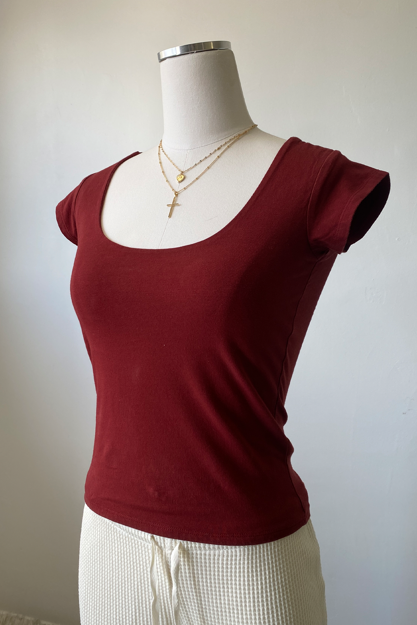 Basic Square Neck Short Sleeve Top