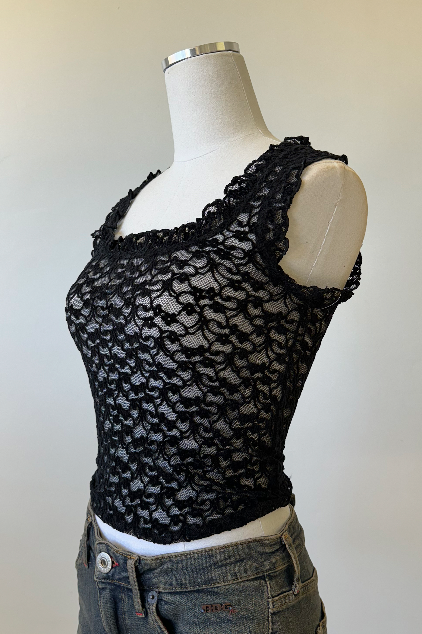 Sheer Lace Sleeveless Top