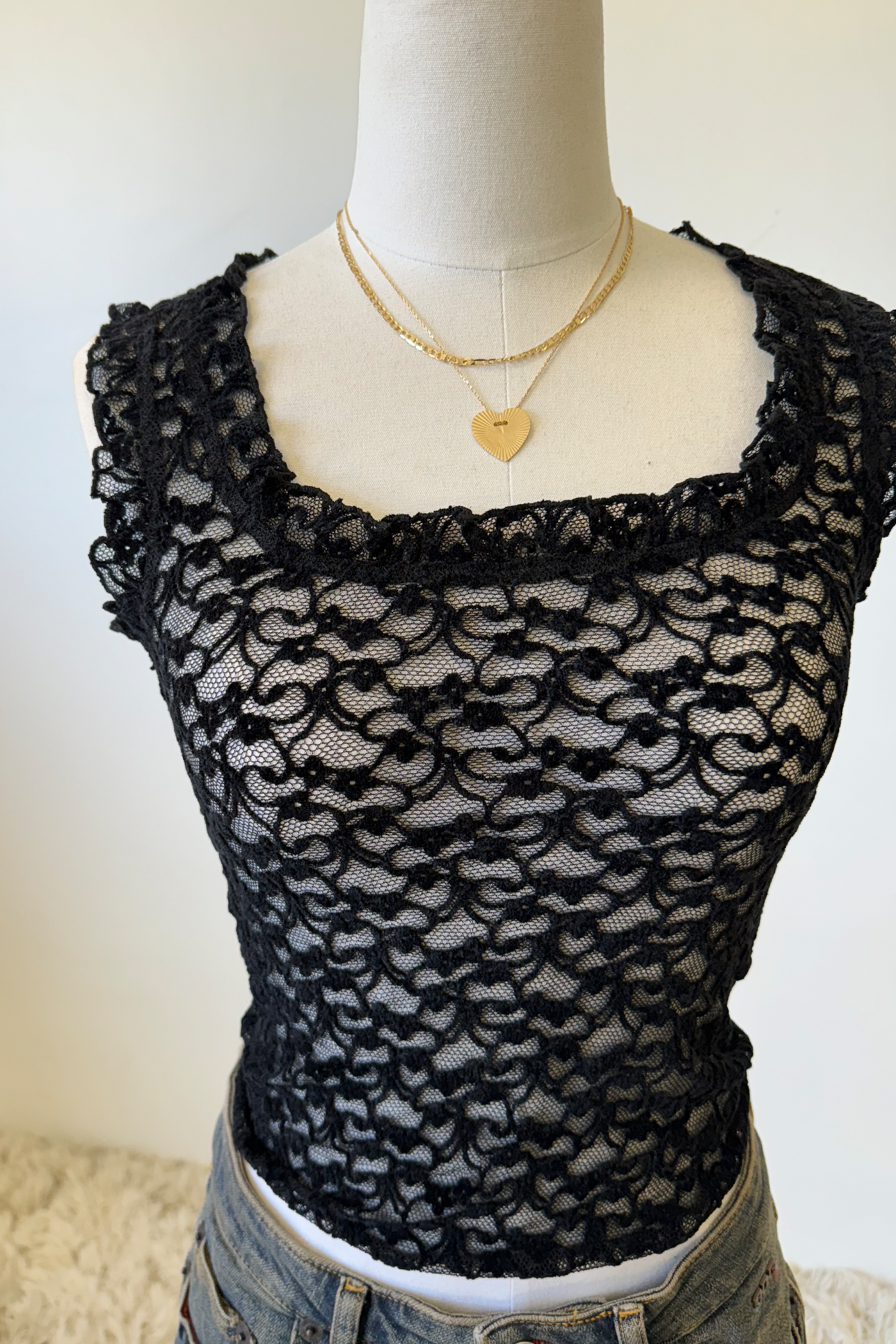 Sheer Lace Sleeveless Top