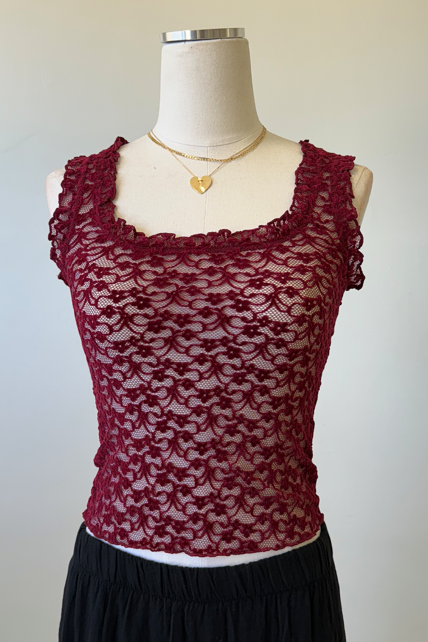 Sheer Lace Sleeveless Top