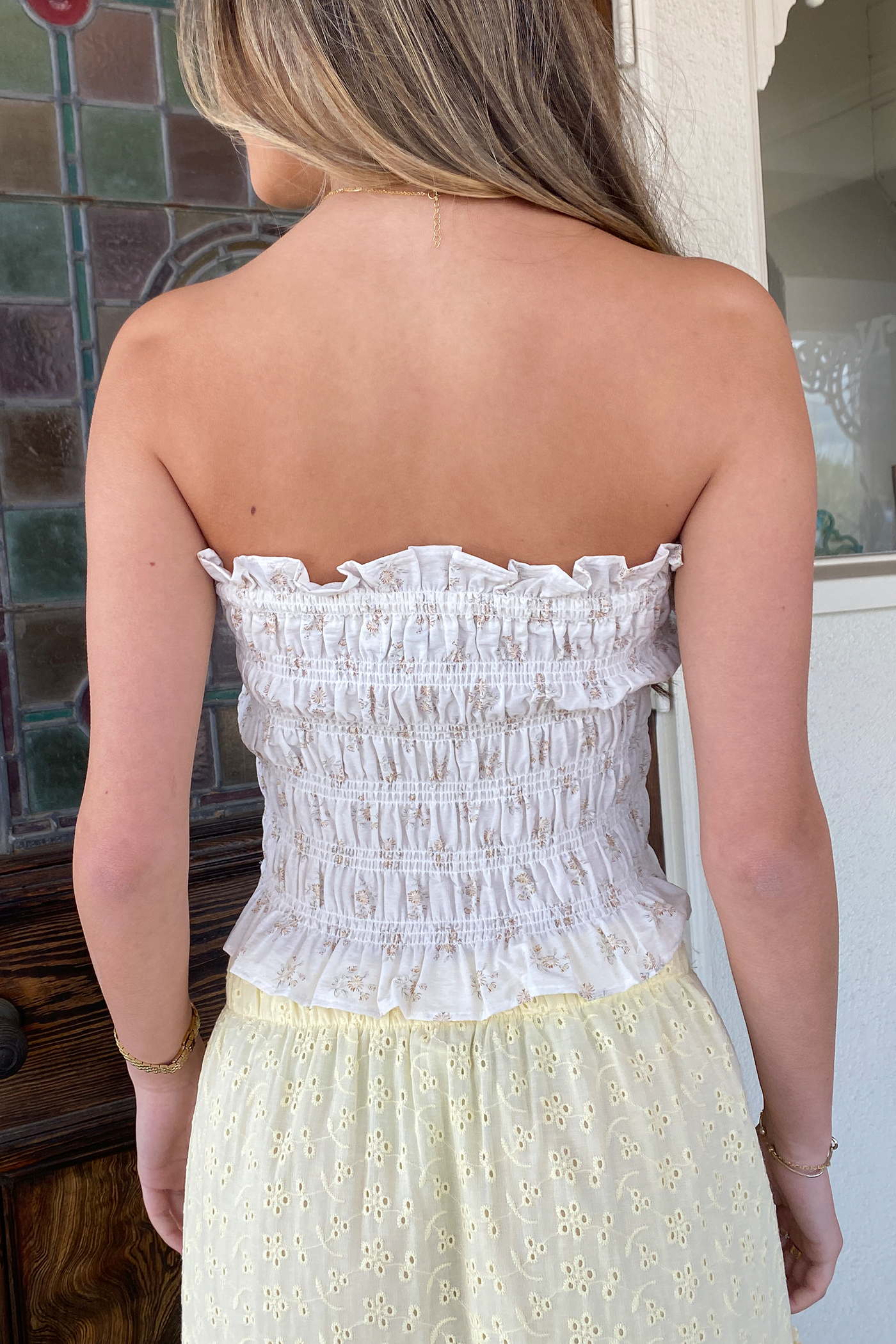 Smocked Floral Tube Top