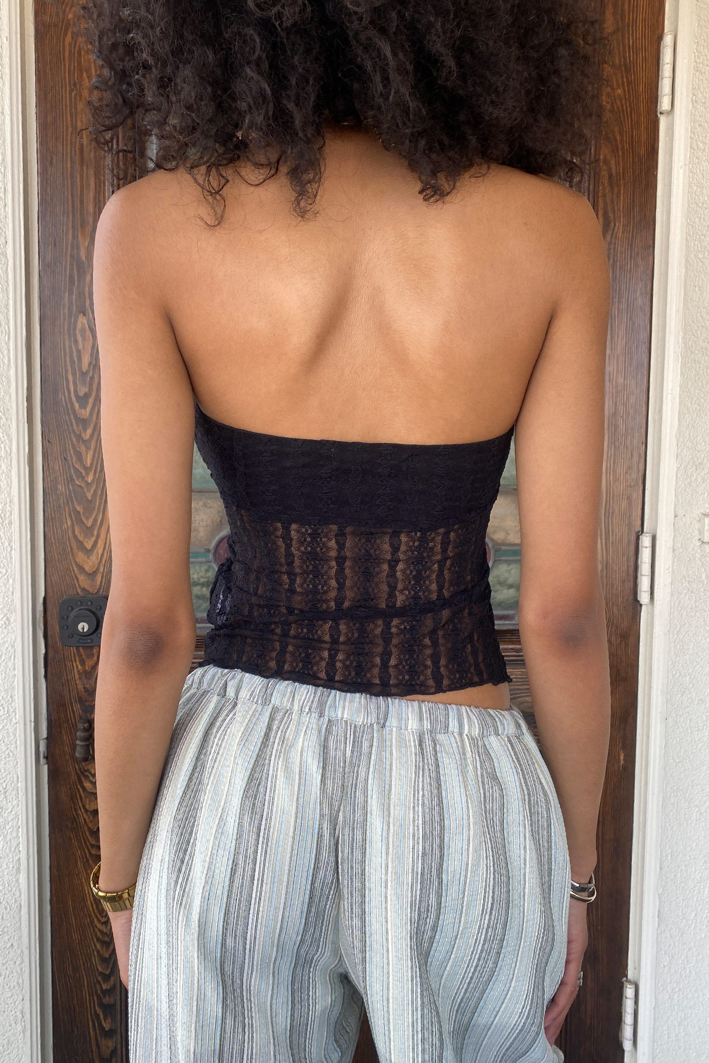 Split Front Stretch Lace Tube Top