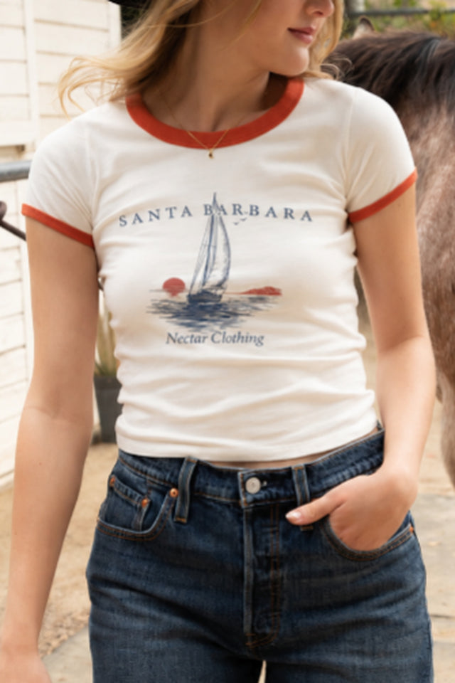 Santa Barbara Graphic Ringer Tee