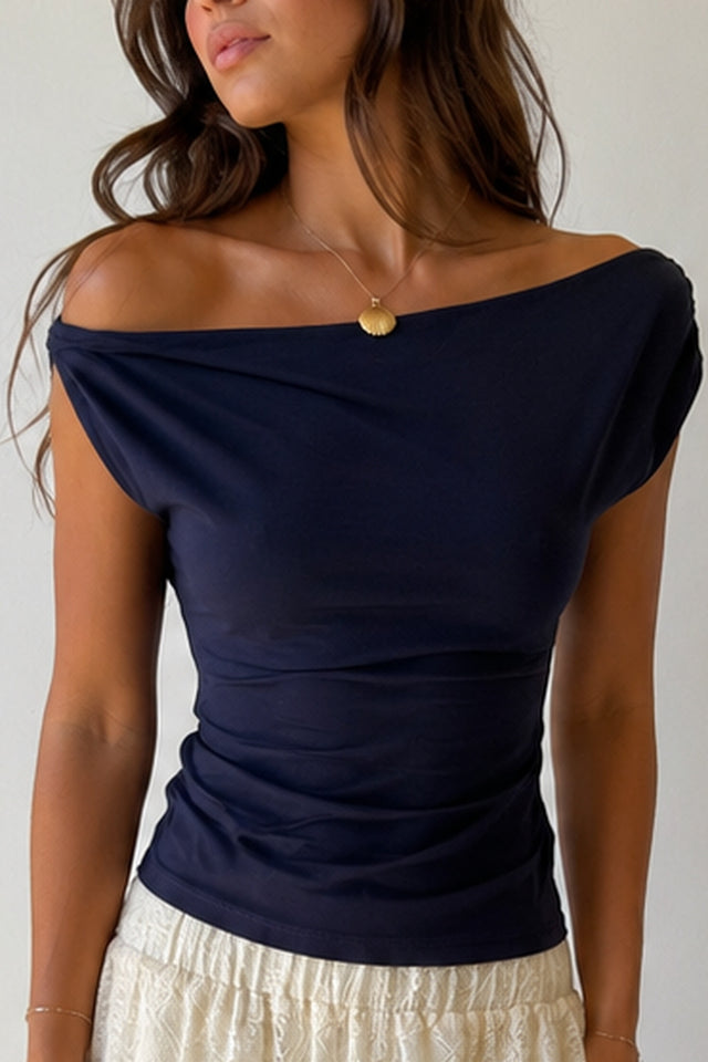 Draped One-Shoulder Top