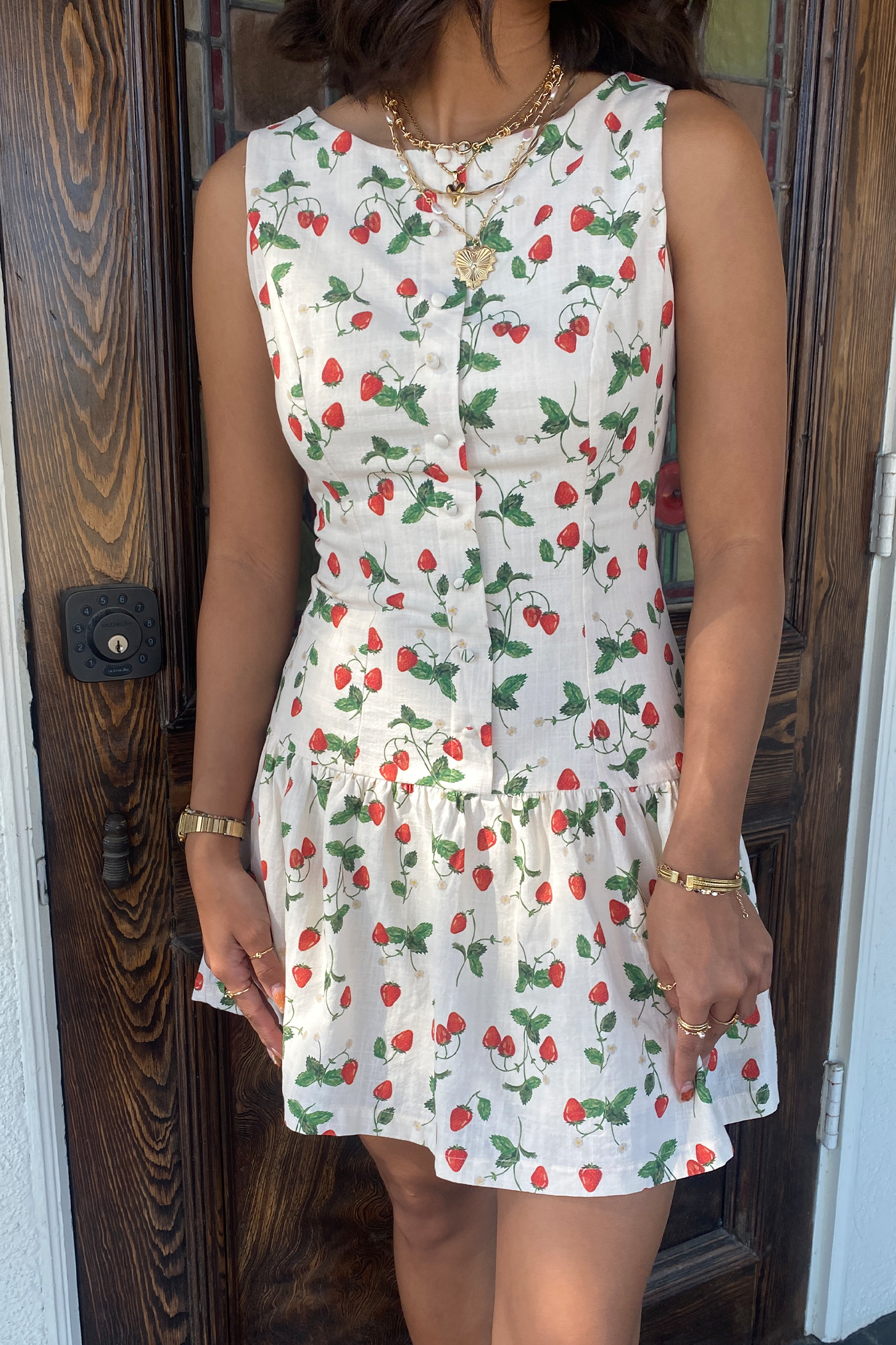 Strawberry Sleeveless Mini Dress
