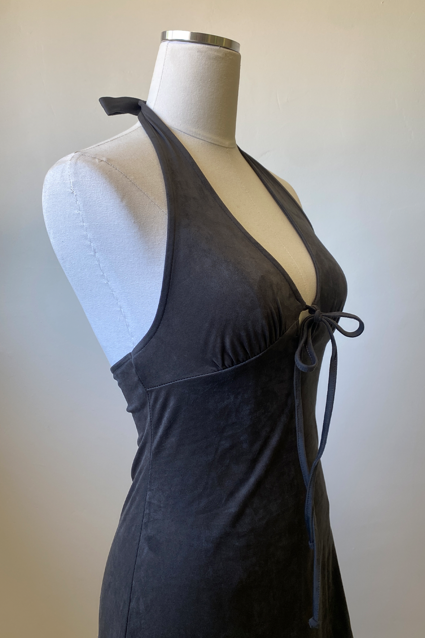 Suede Halter Mini Dress