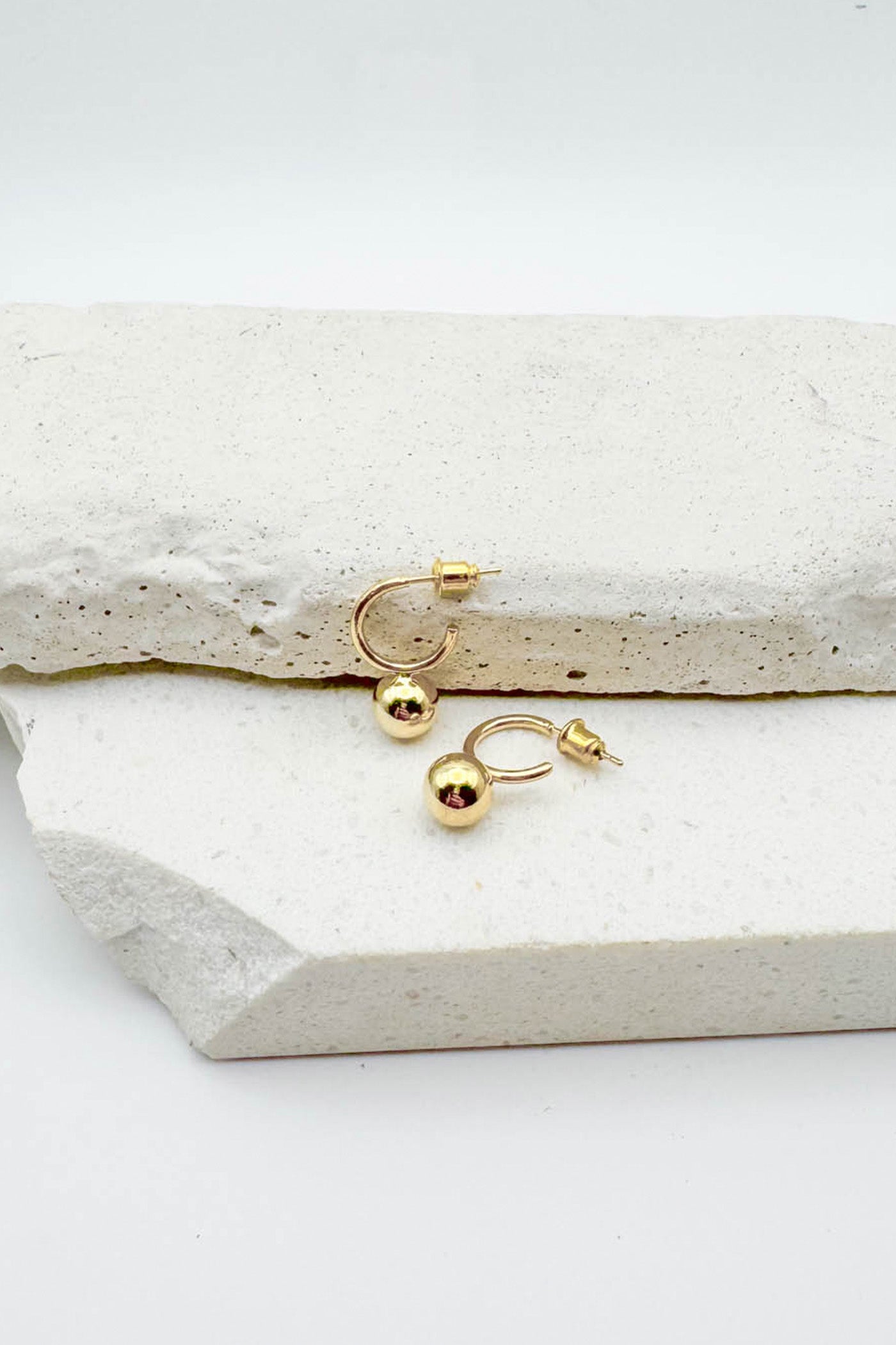 Sphere Drop Huggie Earrings