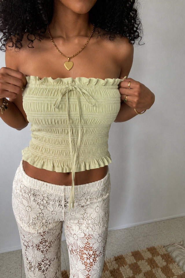 Smocked Ruffle Tube Top