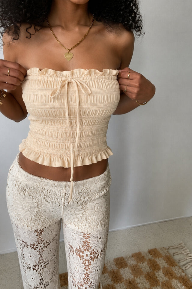 Smocked Ruffle Tube Top
