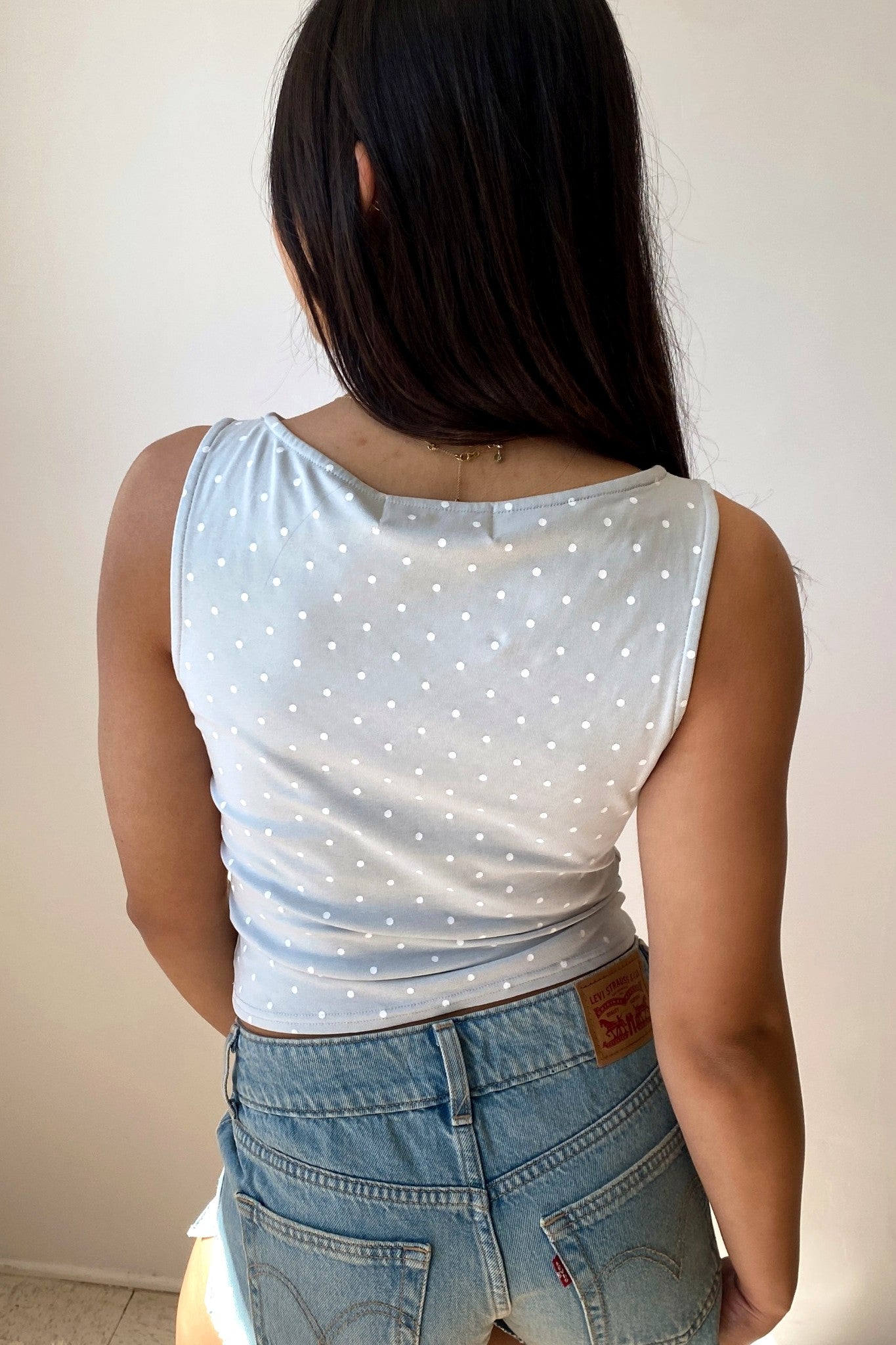 Dusty Blue Polka Dot Tank