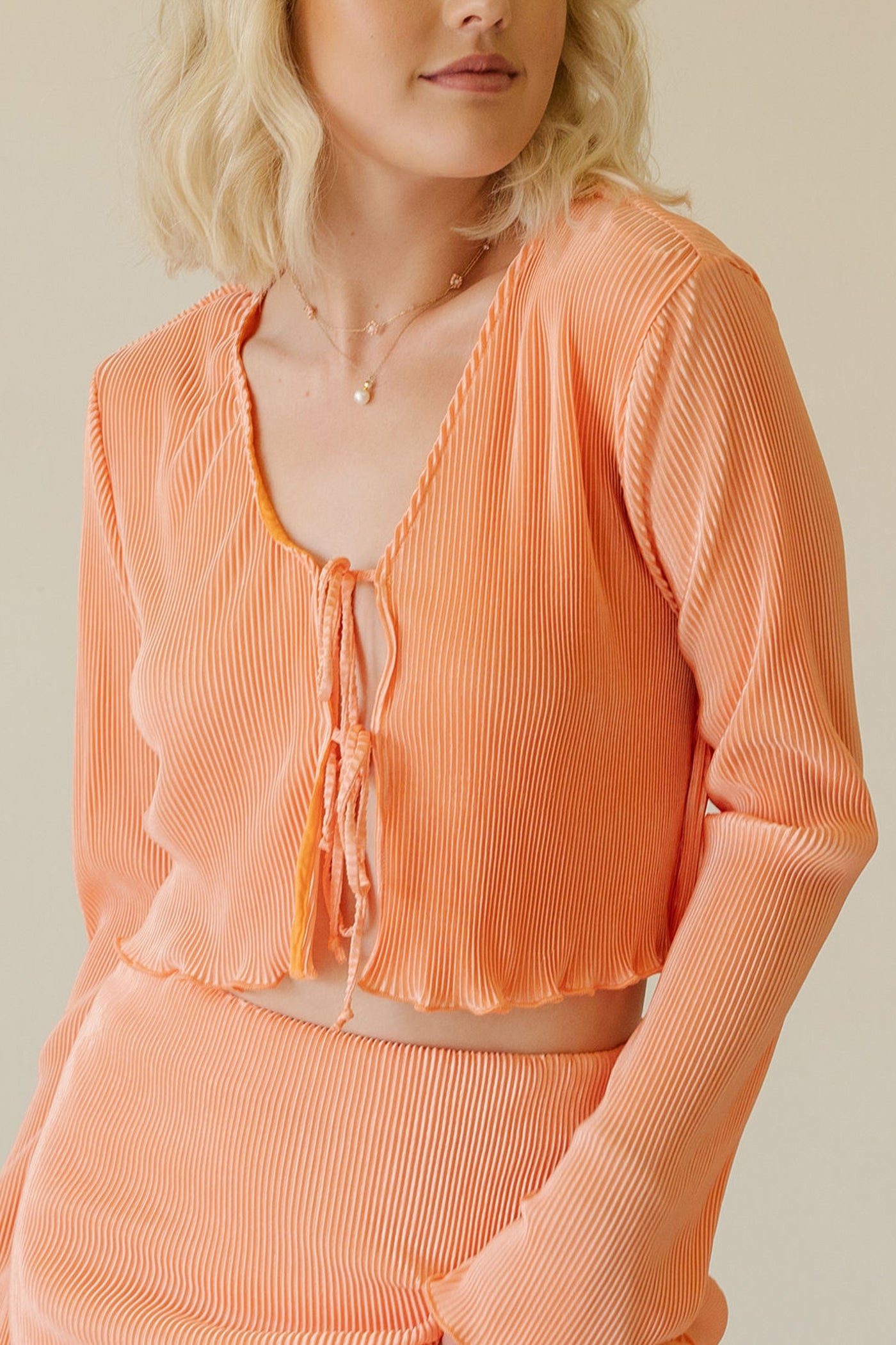 Little Longer Pleated Satin Top