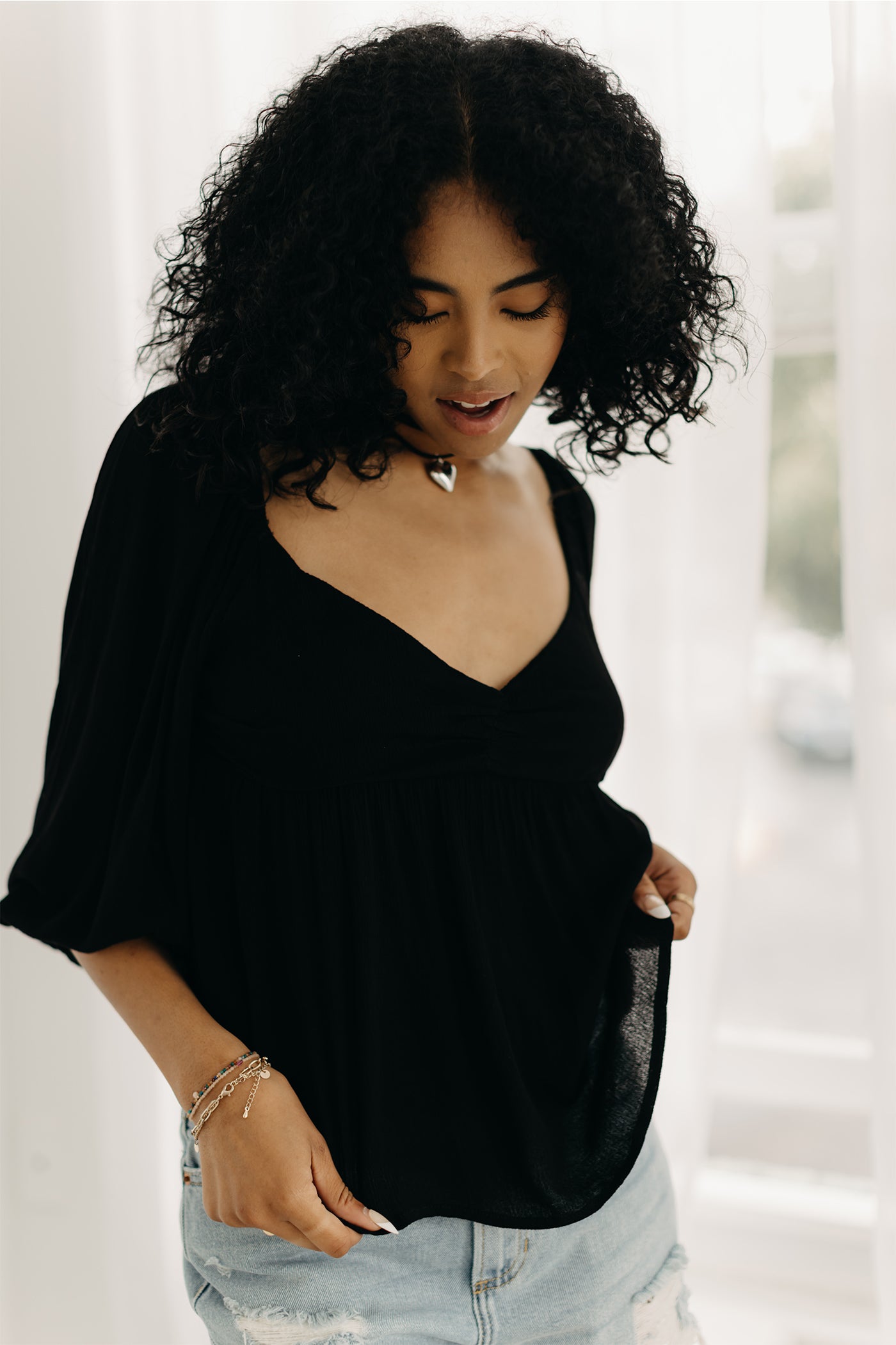 Feeling Fine Mid Sleeve Crop Top