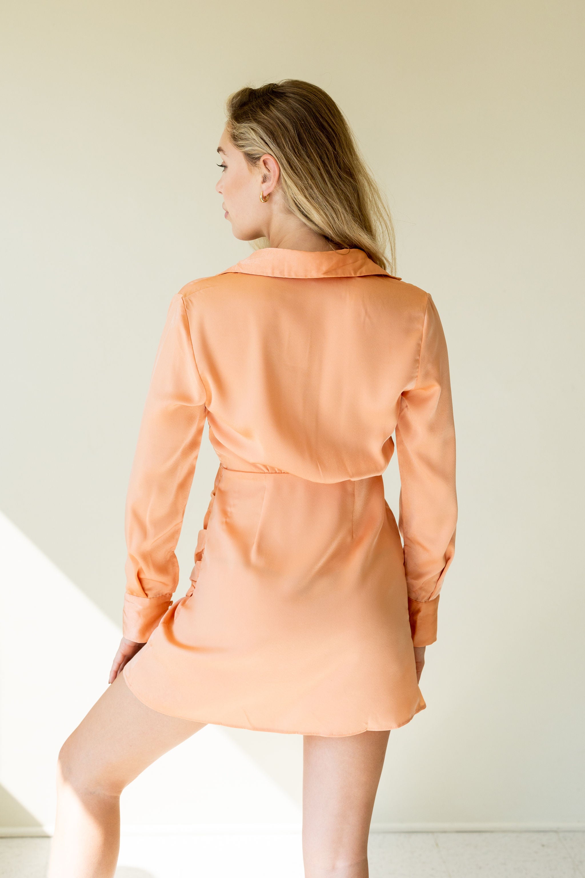 Your Arms Long Sleeve Satin Dress