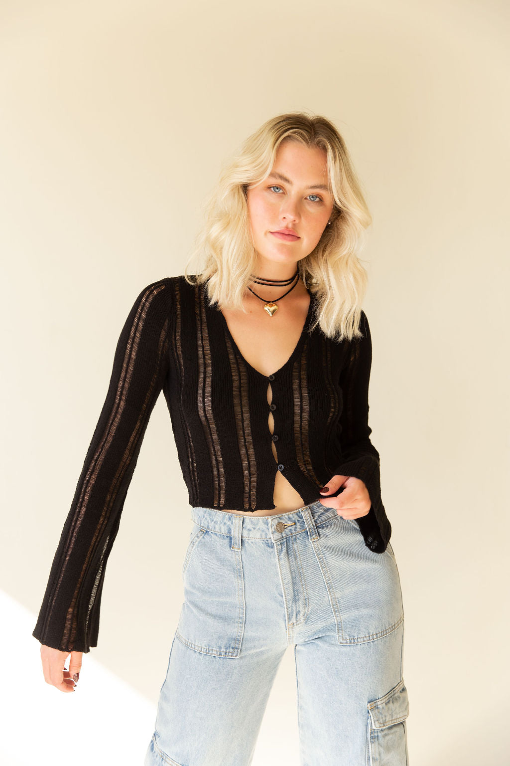 These Nights Ladder Knit Long Sleeve Top