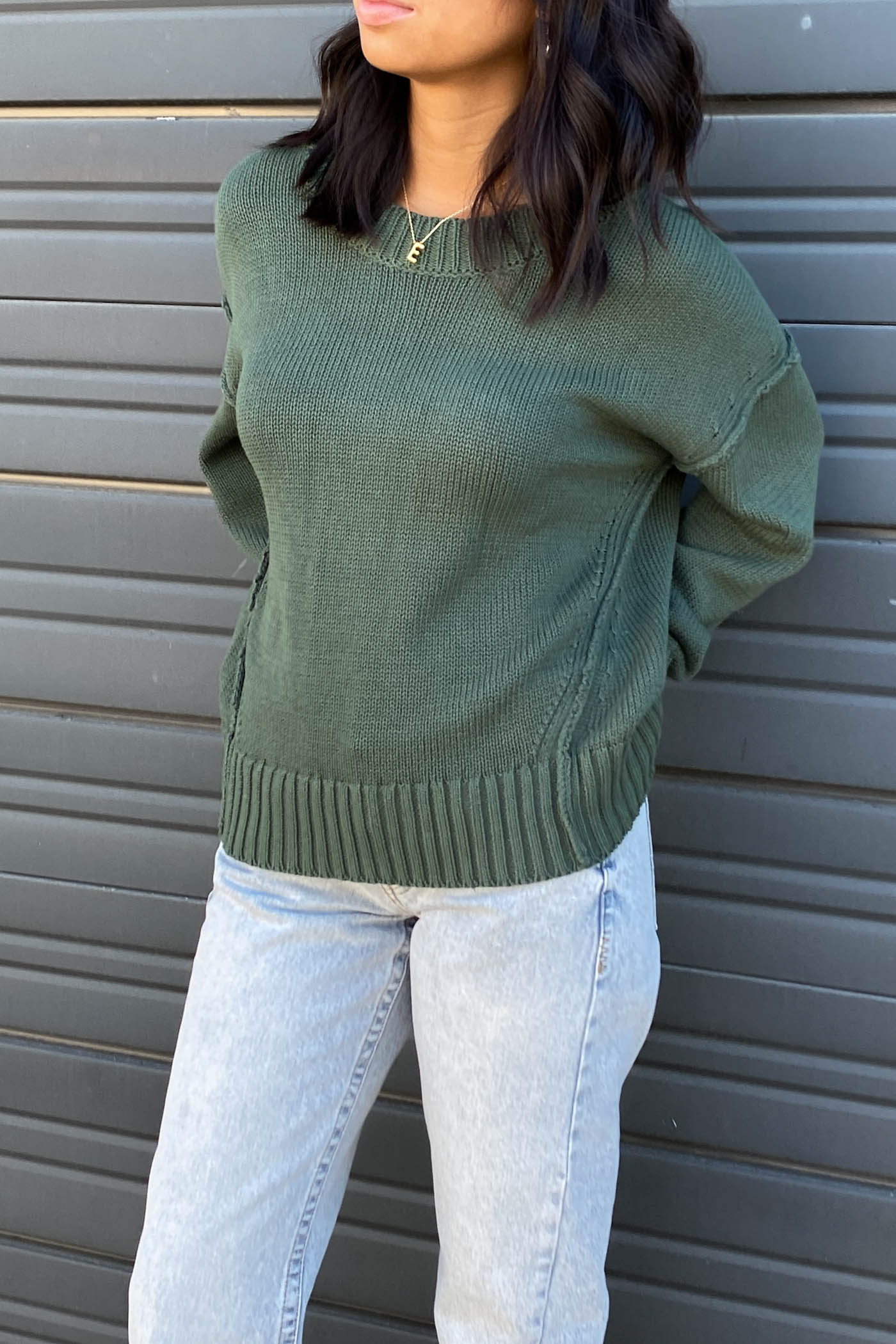 Reverse Stitch Knit Sweater