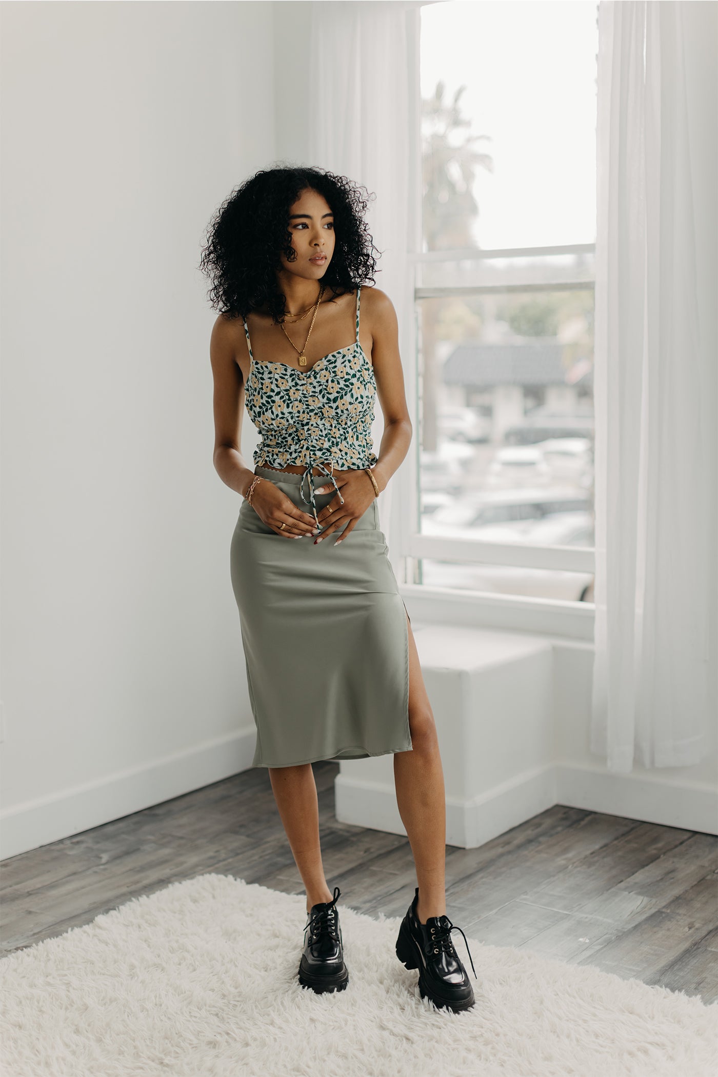 The Stunning Satin Midi Skirt
