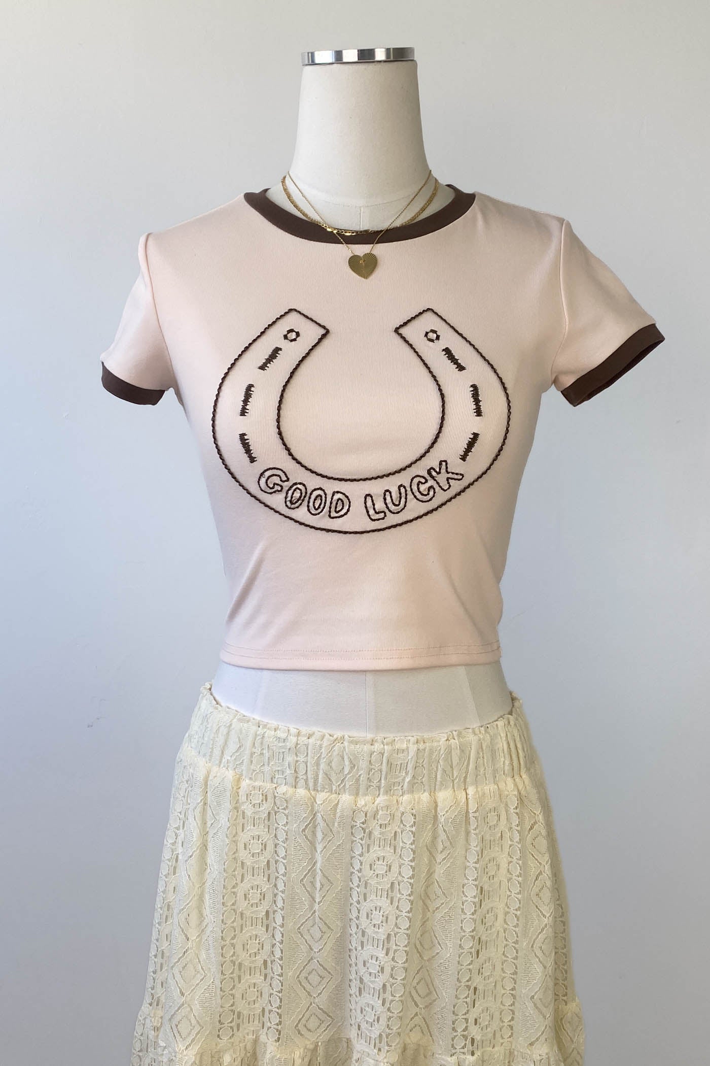 Horseshoe Embroidered Ringer Tee