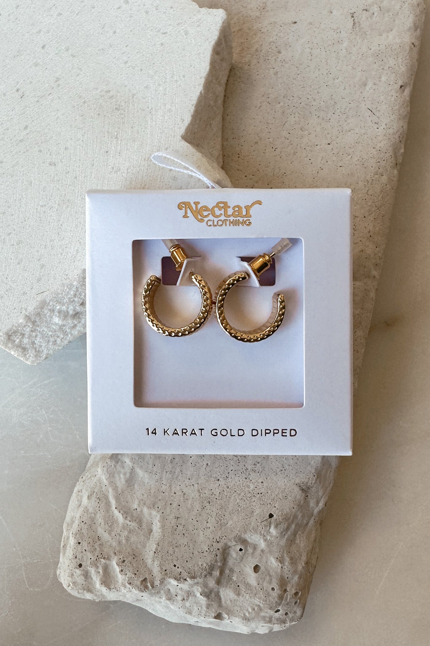 Ribbed Gold Hoop Earrings