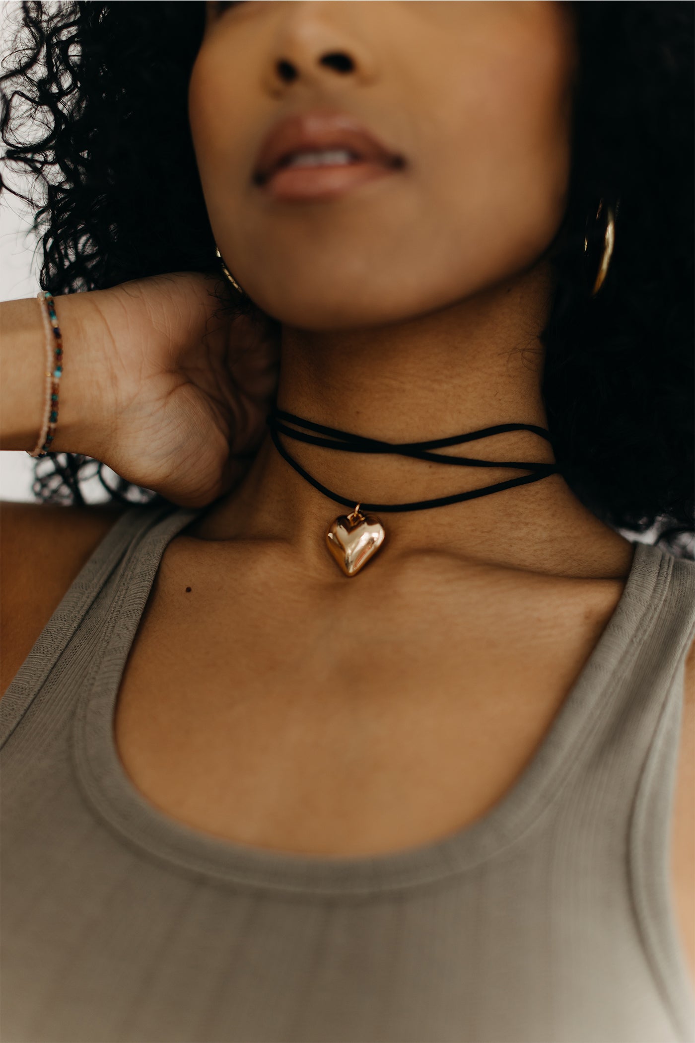 Metallic Heart Wrap Necklace