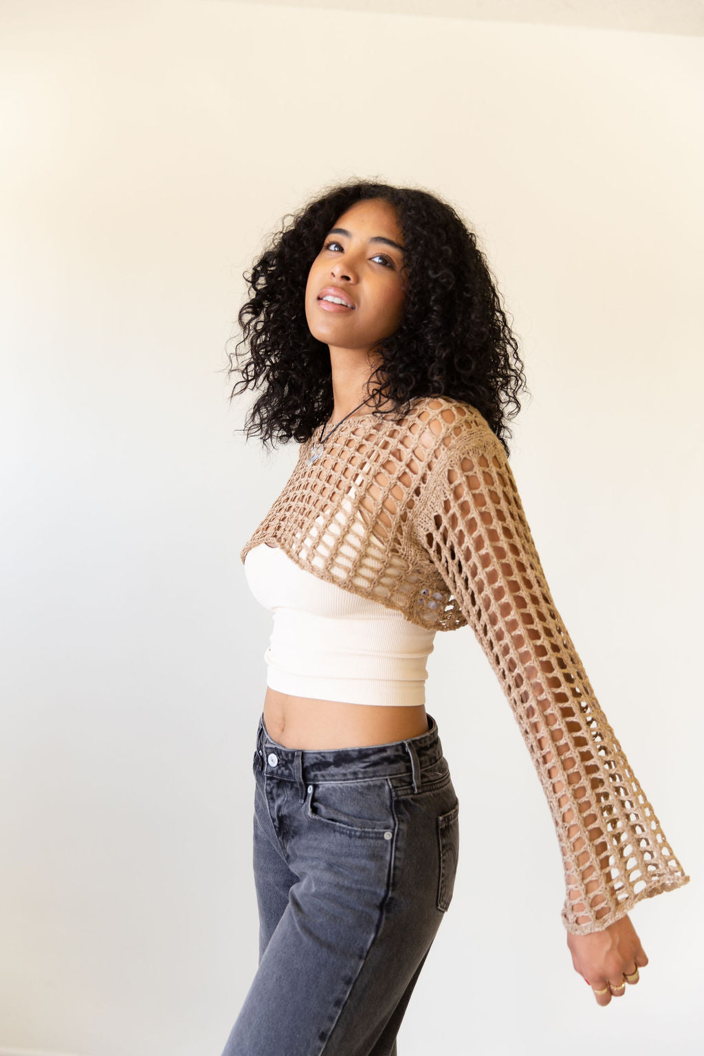 Always Listening Crochet Super Crop Sweater