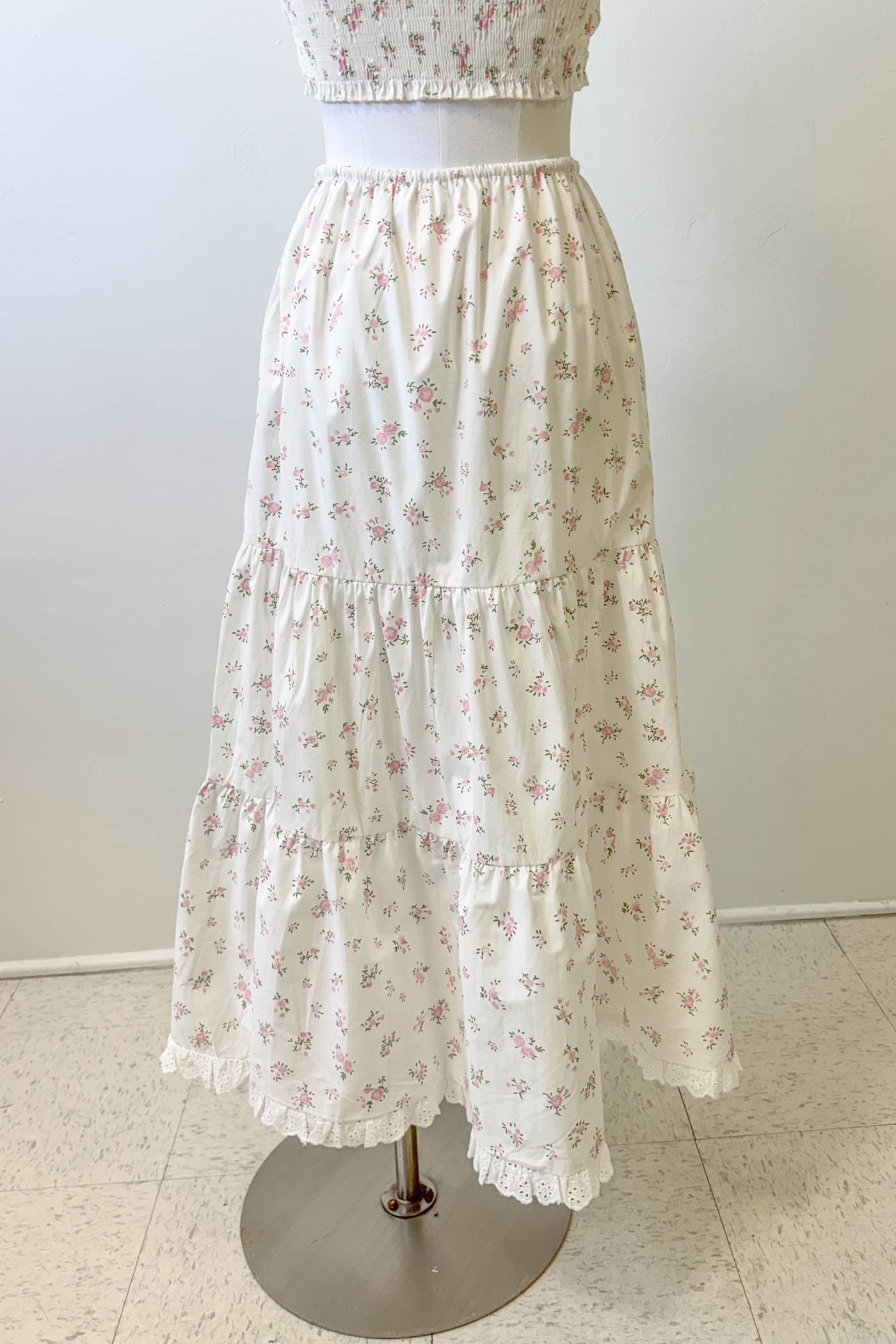 Tiered Floral Maxi Skirt