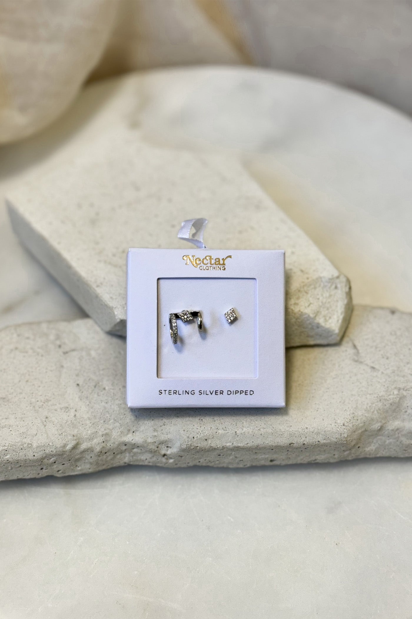 Diamond Stud & Cuff Earring Set