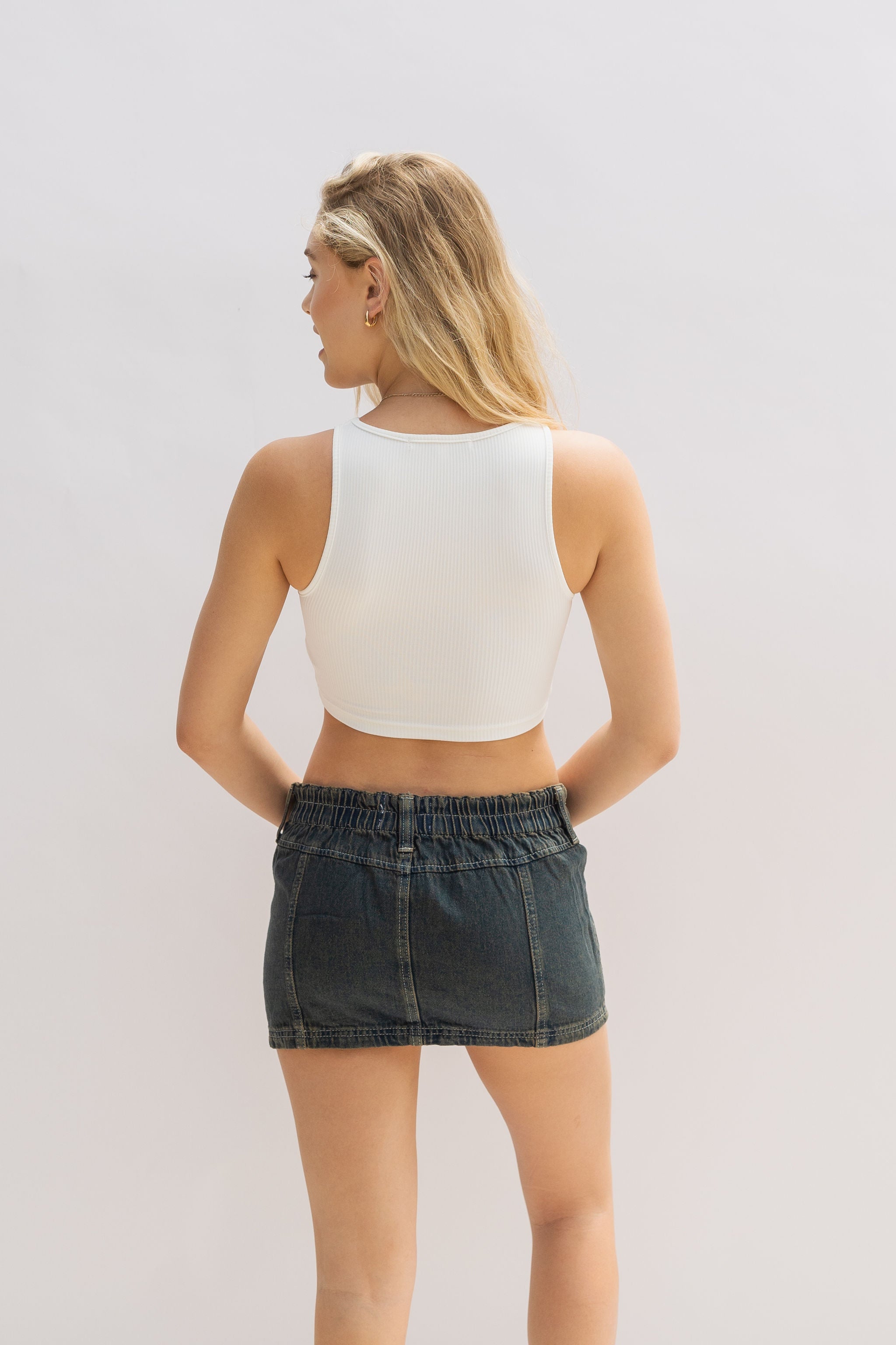Right & Wrong Ribbed Crop Top