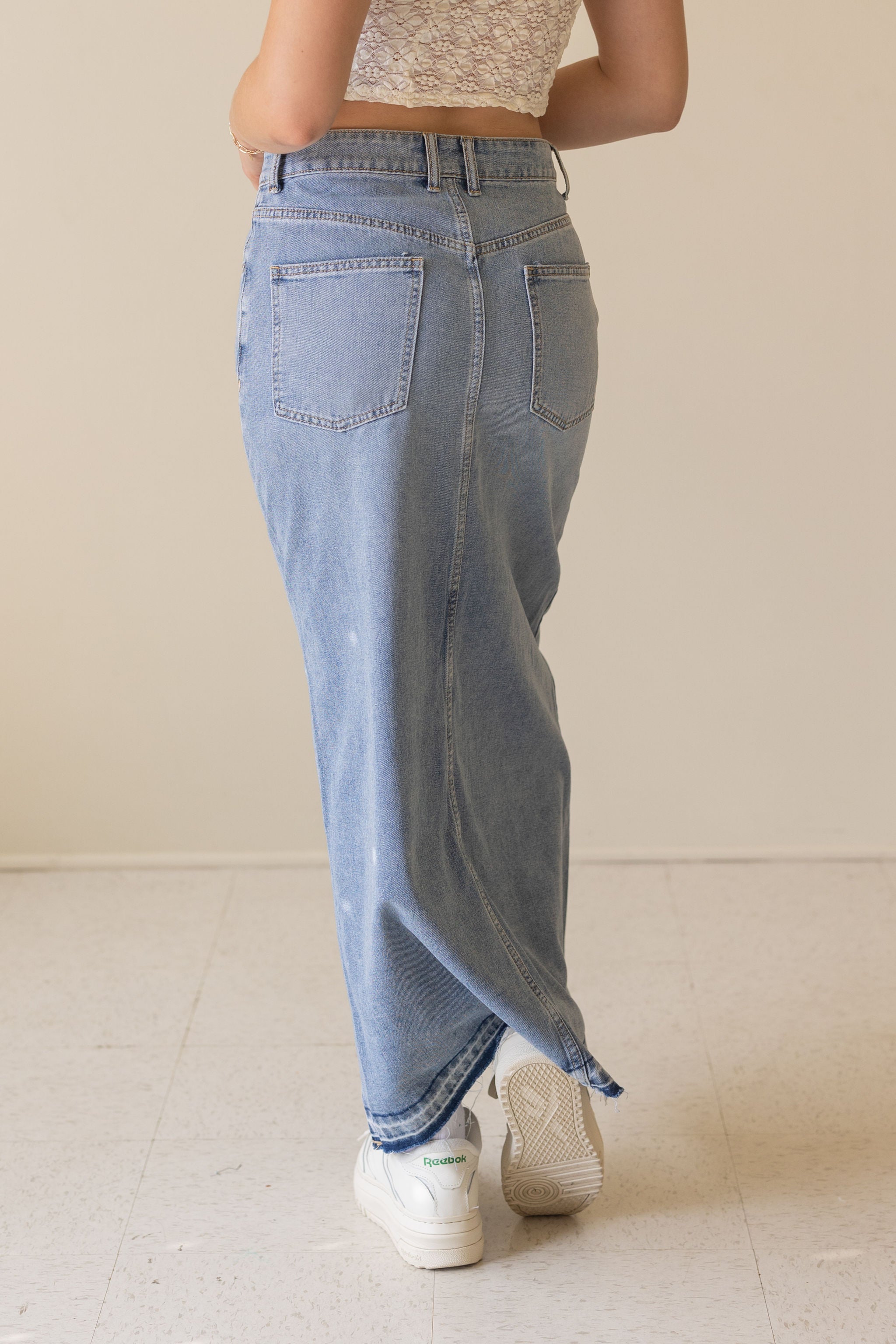 Come On Denim Maxi Skirt by For Good
