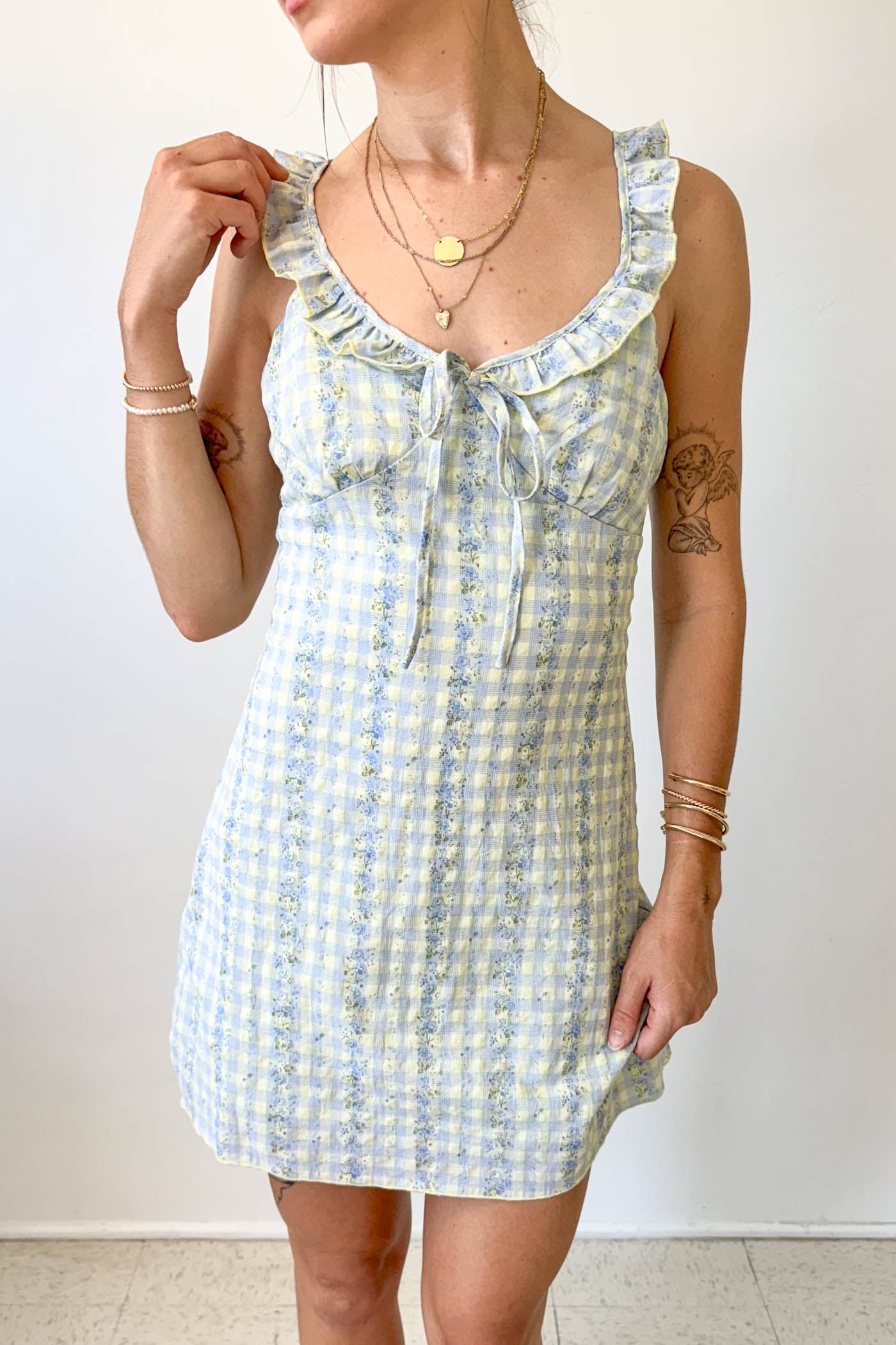 Plaid Ruffle Mini Dress