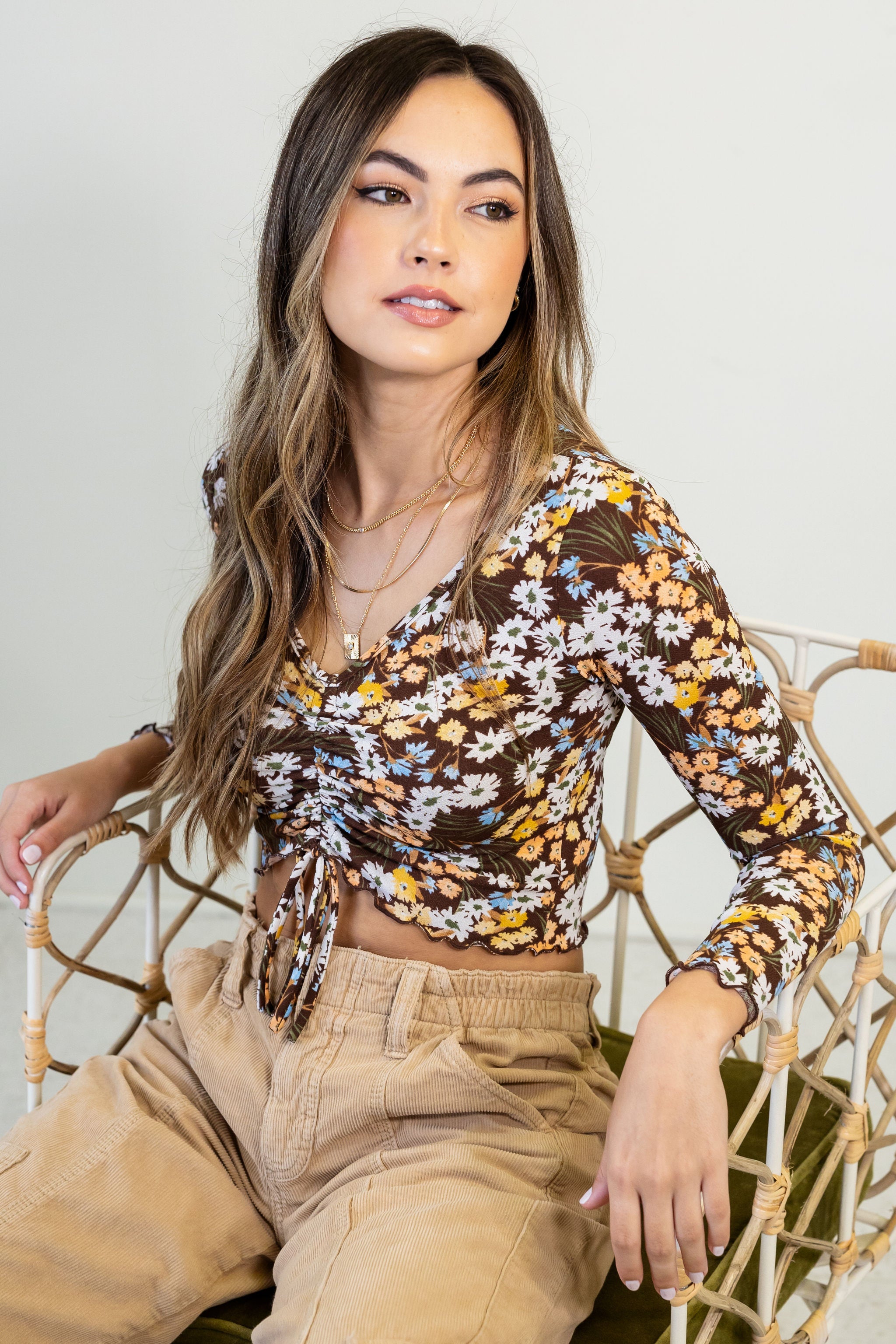 Just Because Long Sleeve Floral Top