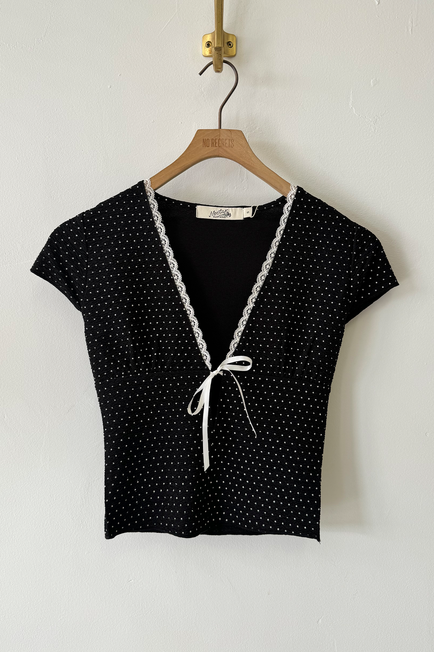 Swiss Dot Keyhole Top
