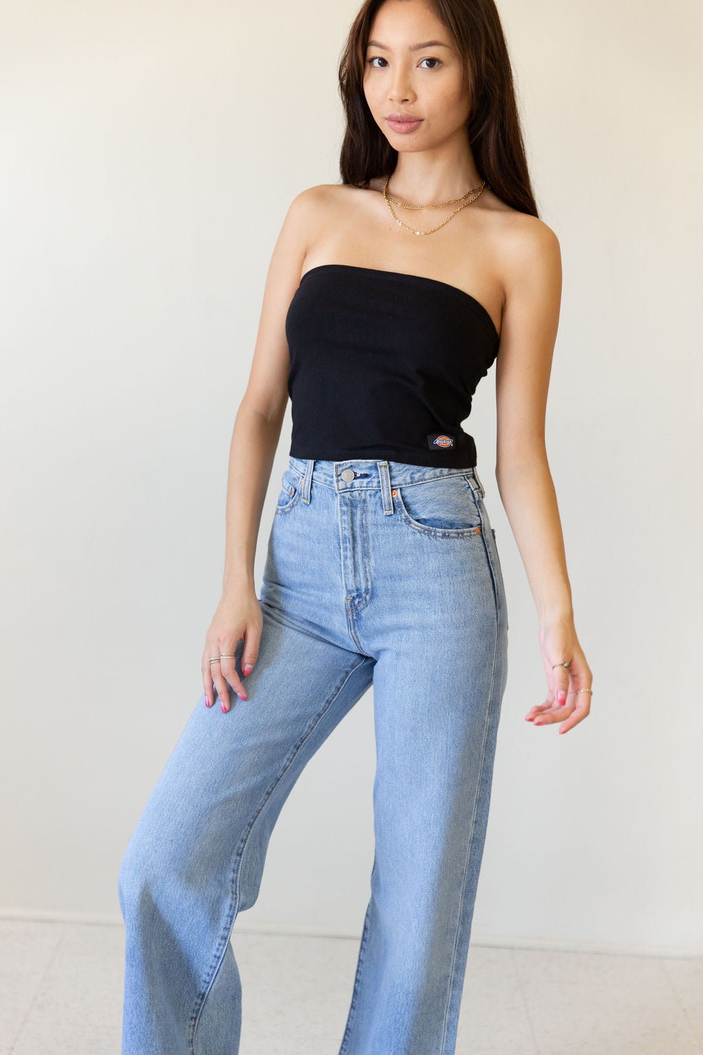 Black Dickies Knit Strapless Top