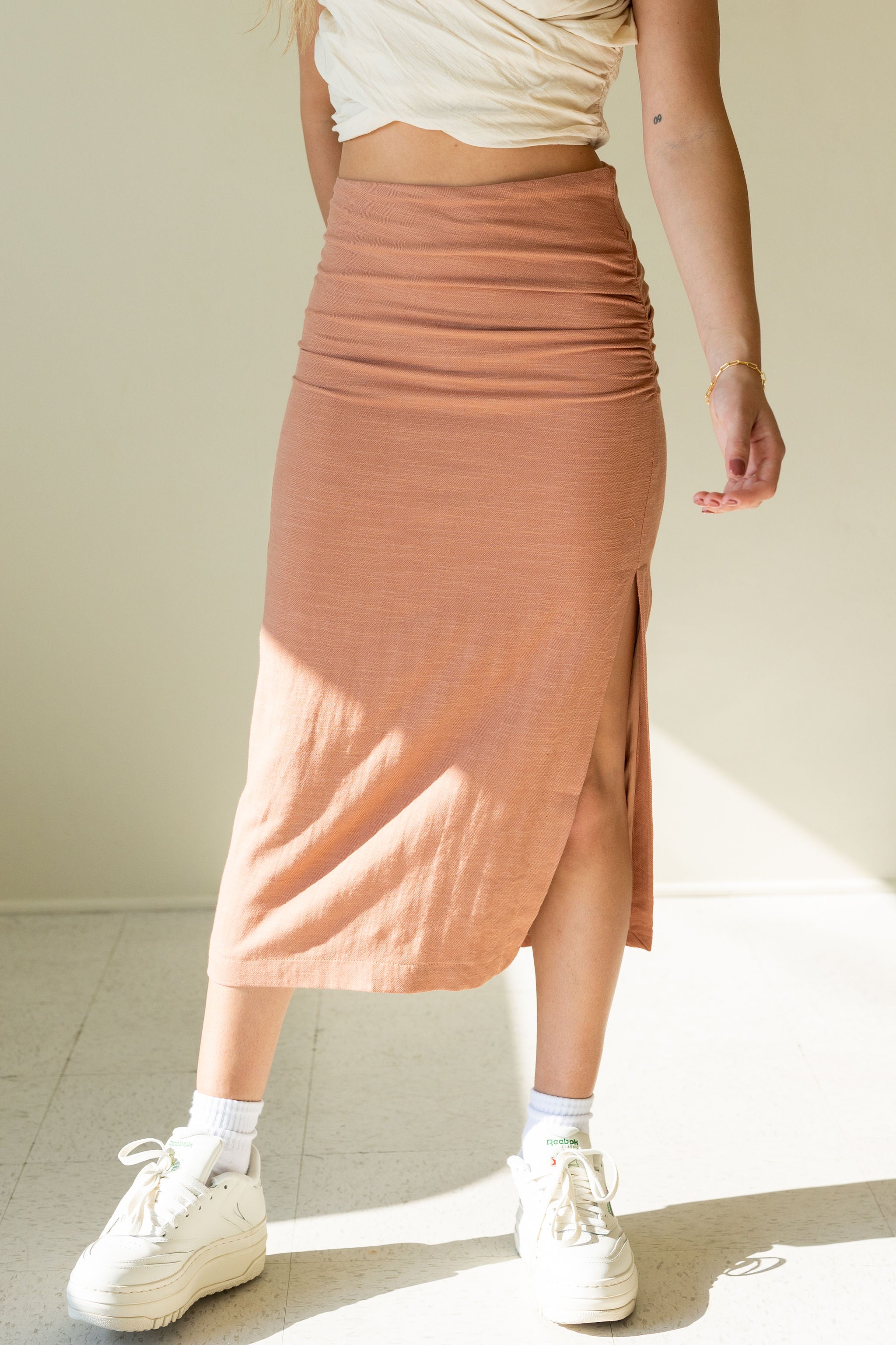 Better Before High Rise Midi Skirt by For Good